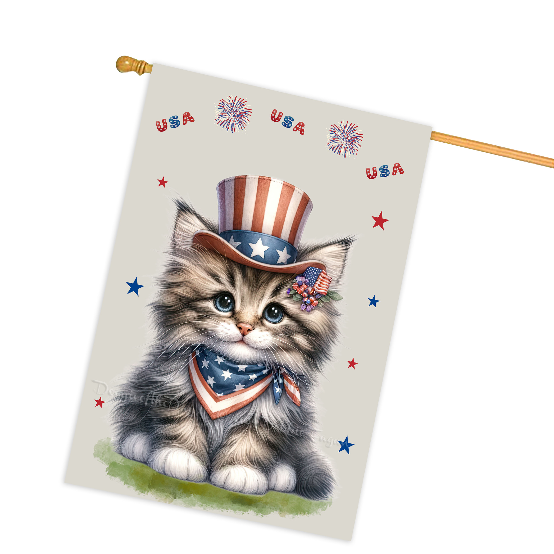 4. Juli Patriotische Katzen Hausflagge 28x40 doppelseitig Veranda Dekor Neu mit Etikett - Bild 34 von 56