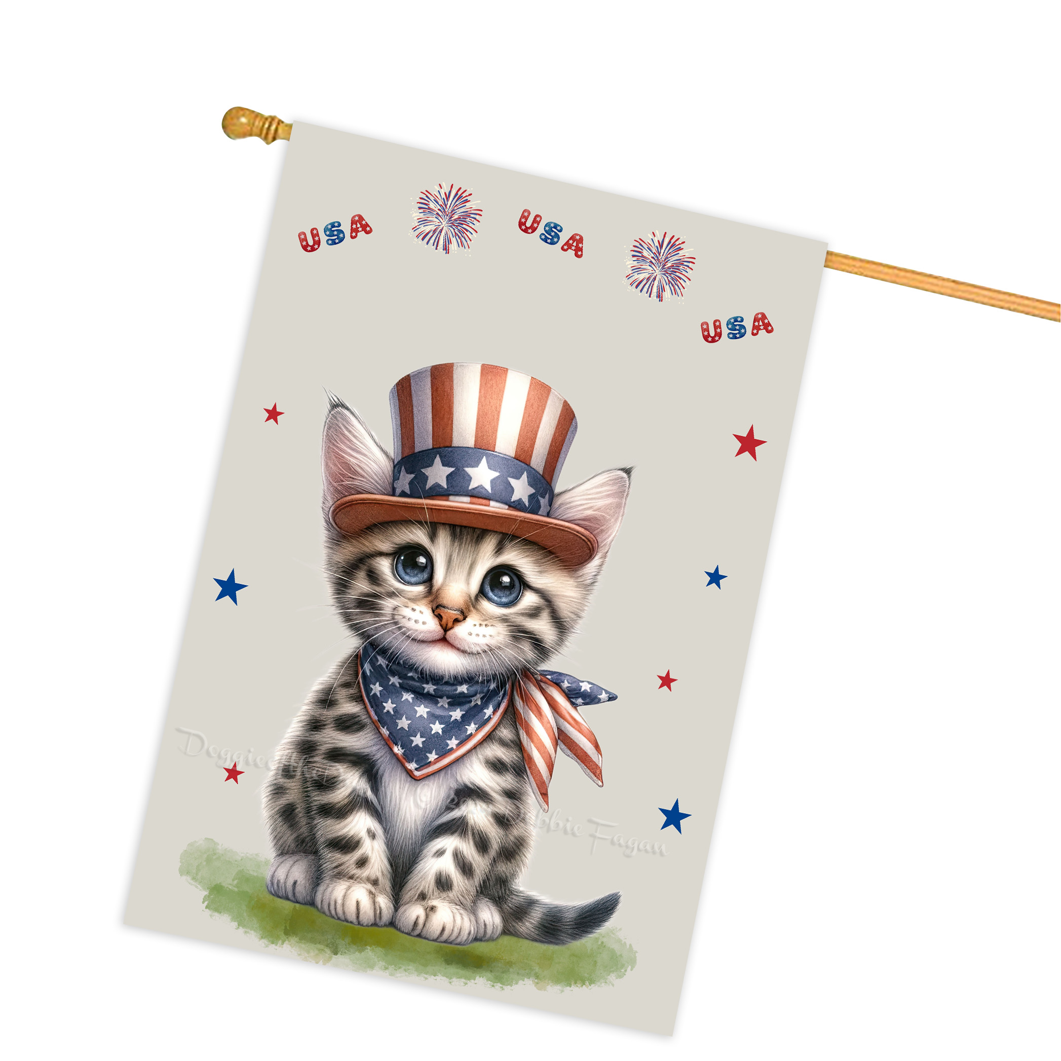 4. Juli Patriotische Katzen Hausflagge 28x40 doppelseitig Veranda Dekor Neu mit Etikett - Bild 35 von 56
