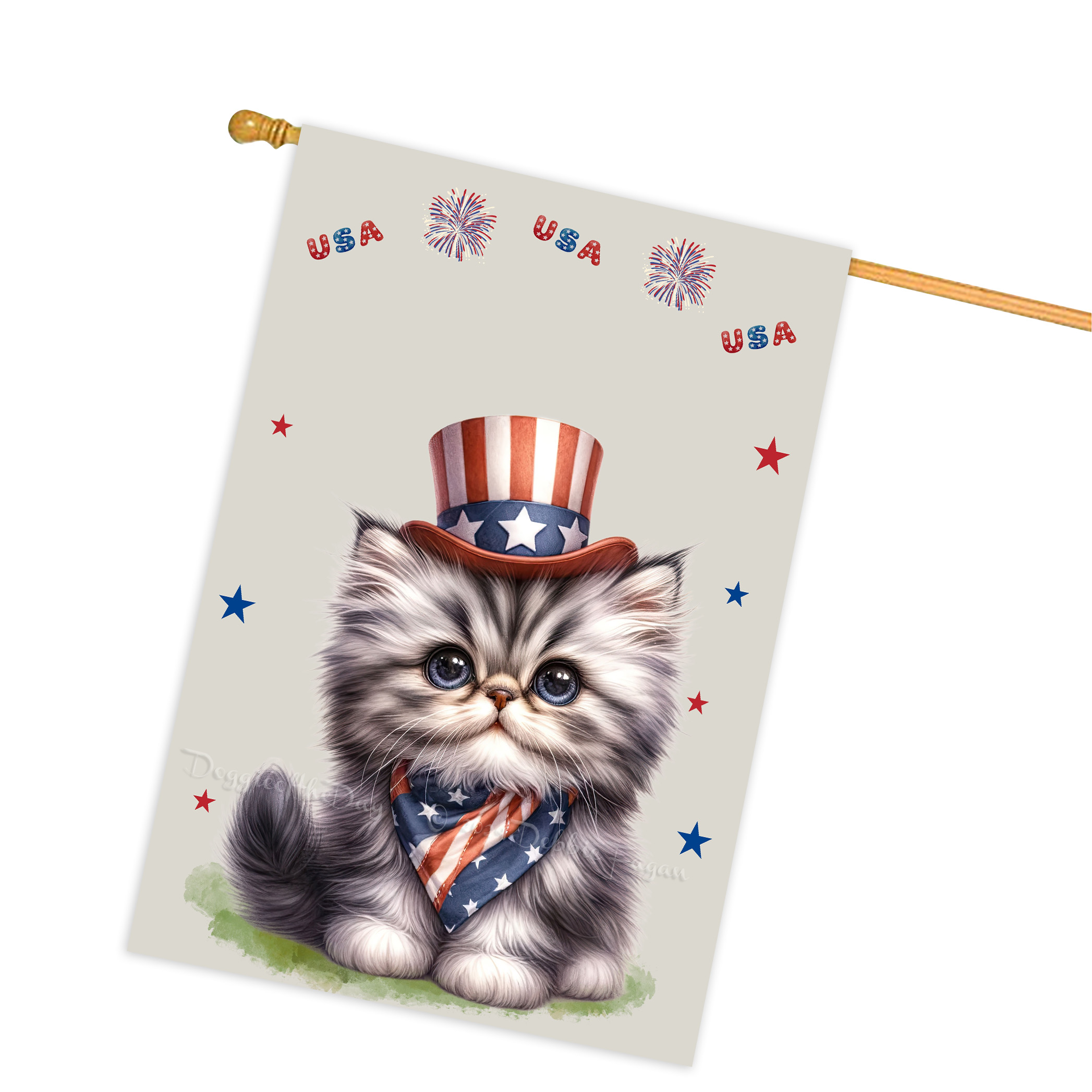 4. Juli Patriotische Katzen Hausflagge 28x40 doppelseitig Veranda Dekor Neu mit Etikett - Bild 36 von 56