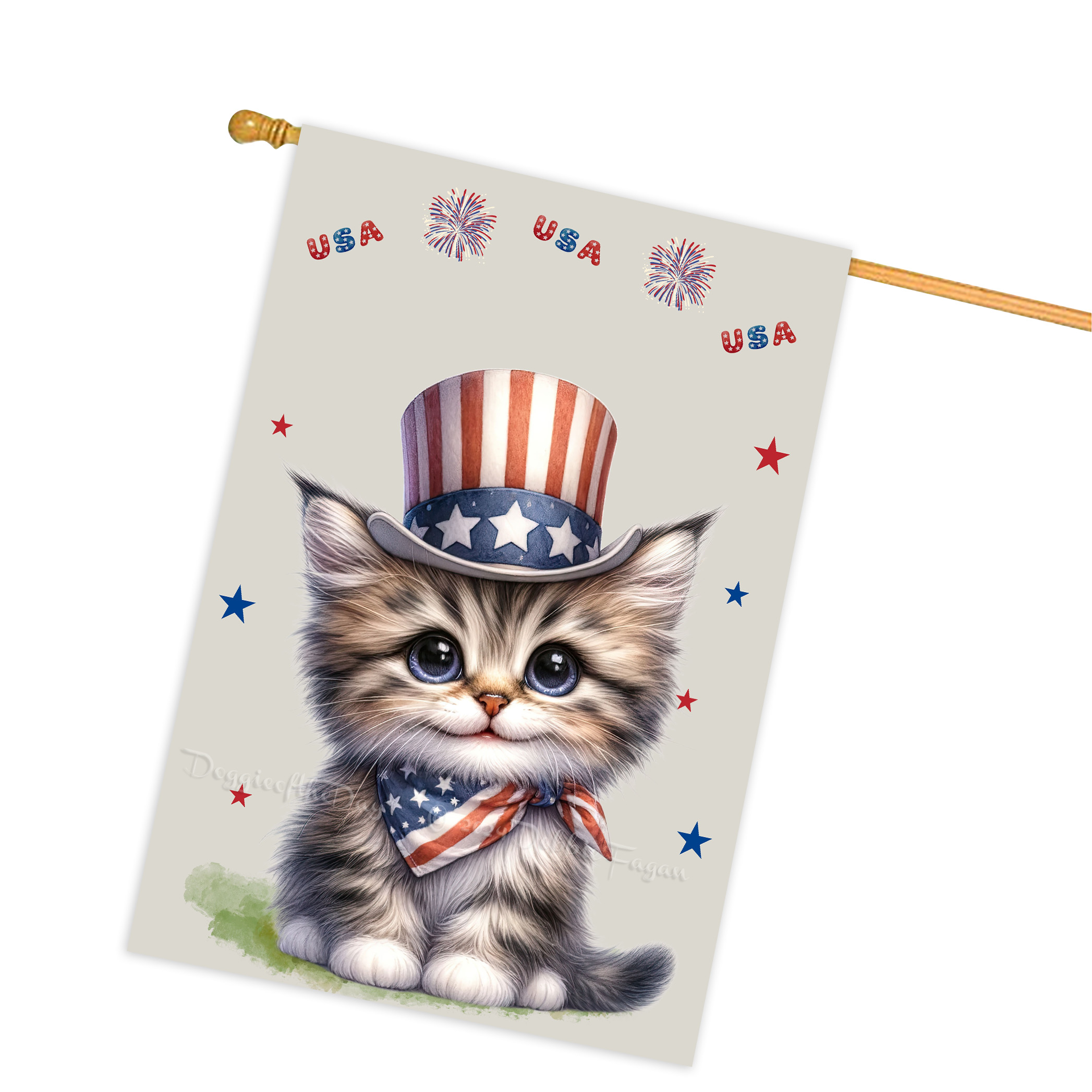 4. Juli Patriotische Katzen Hausflagge 28x40 doppelseitig Veranda Dekor Neu mit Etikett - Bild 37 von 56