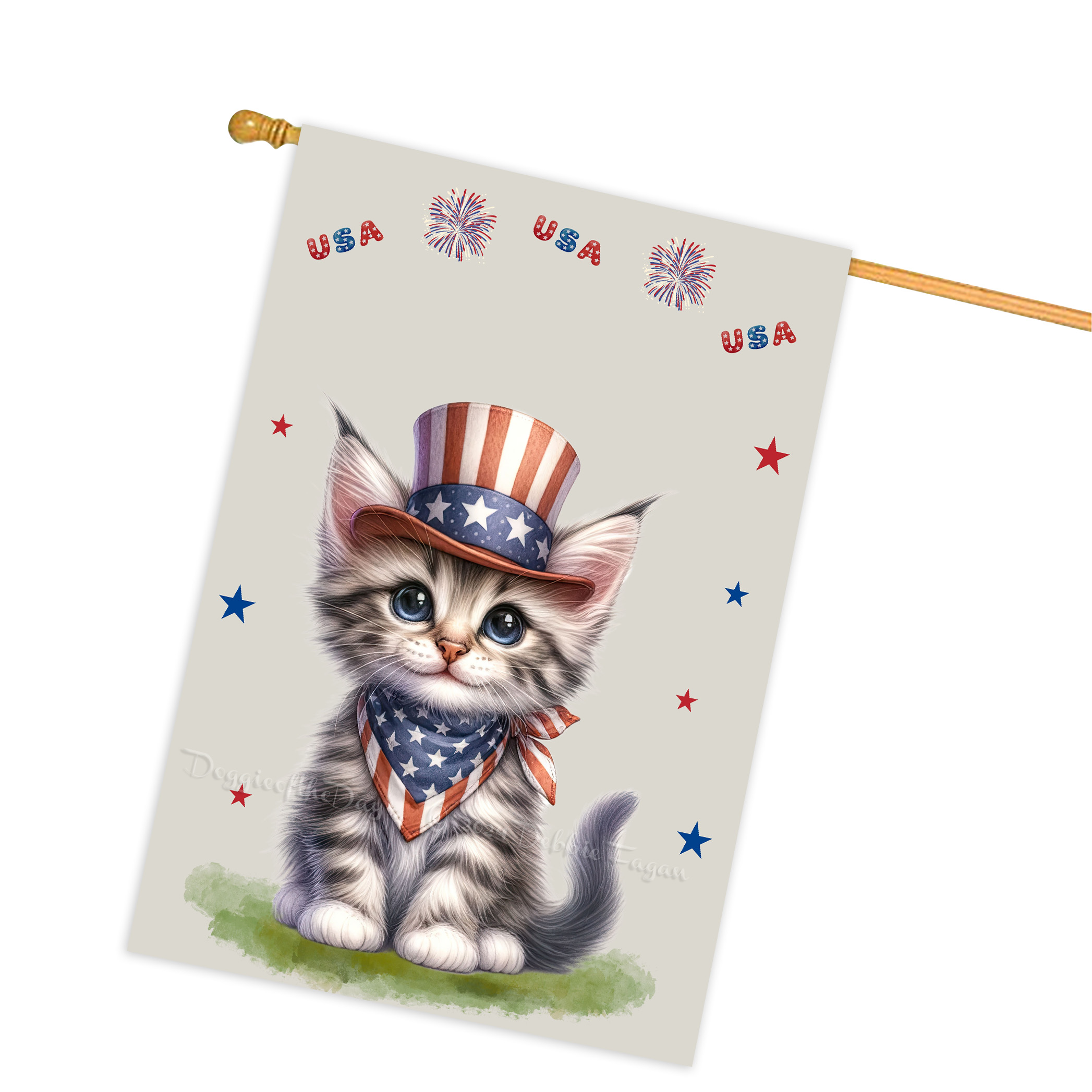 4. Juli Patriotische Katzen Hausflagge 28x40 doppelseitig Veranda Dekor Neu mit Etikett - Bild 38 von 56