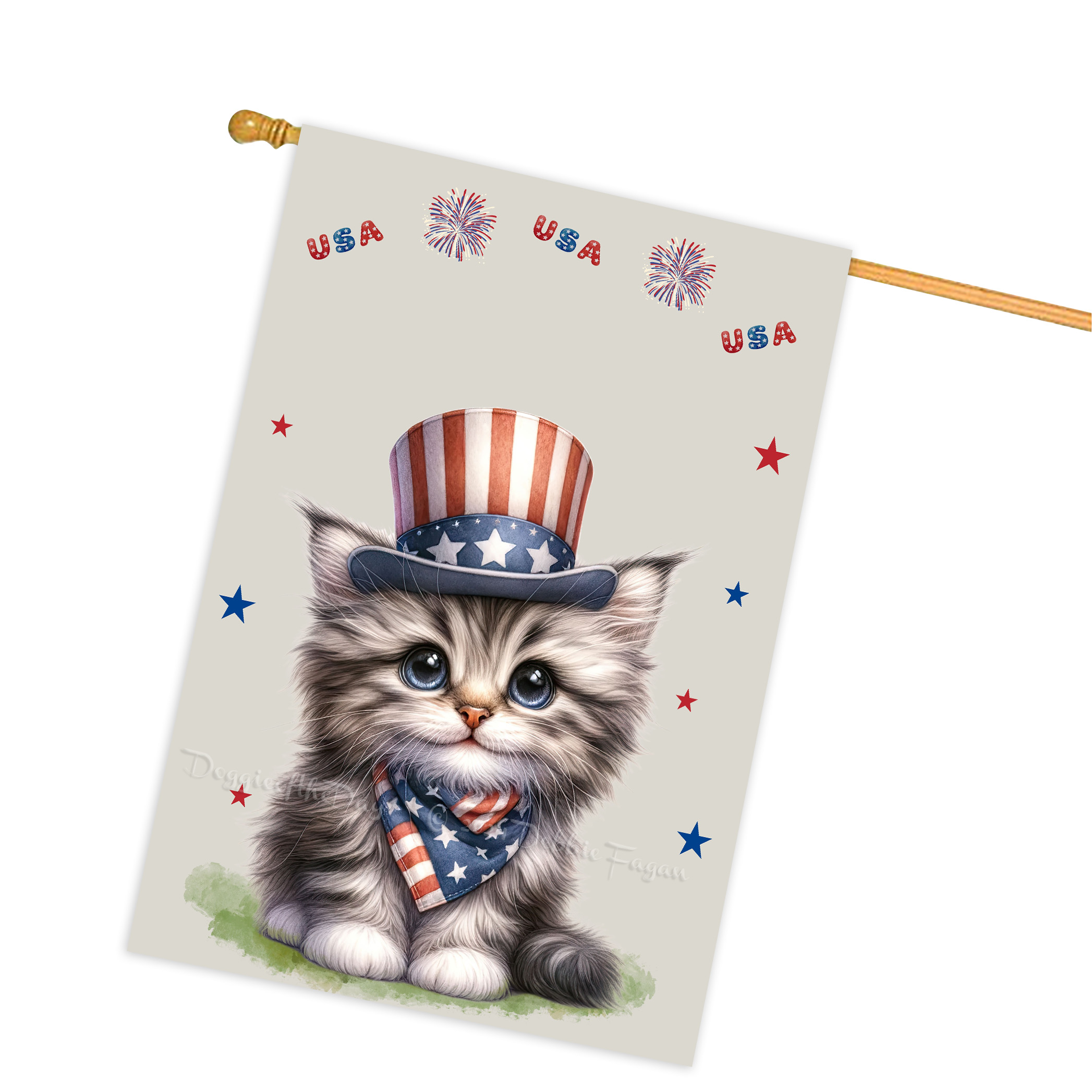 4. Juli Patriotische Katzen Hausflagge 28x40 doppelseitig Veranda Dekor Neu mit Etikett - Bild 39 von 56