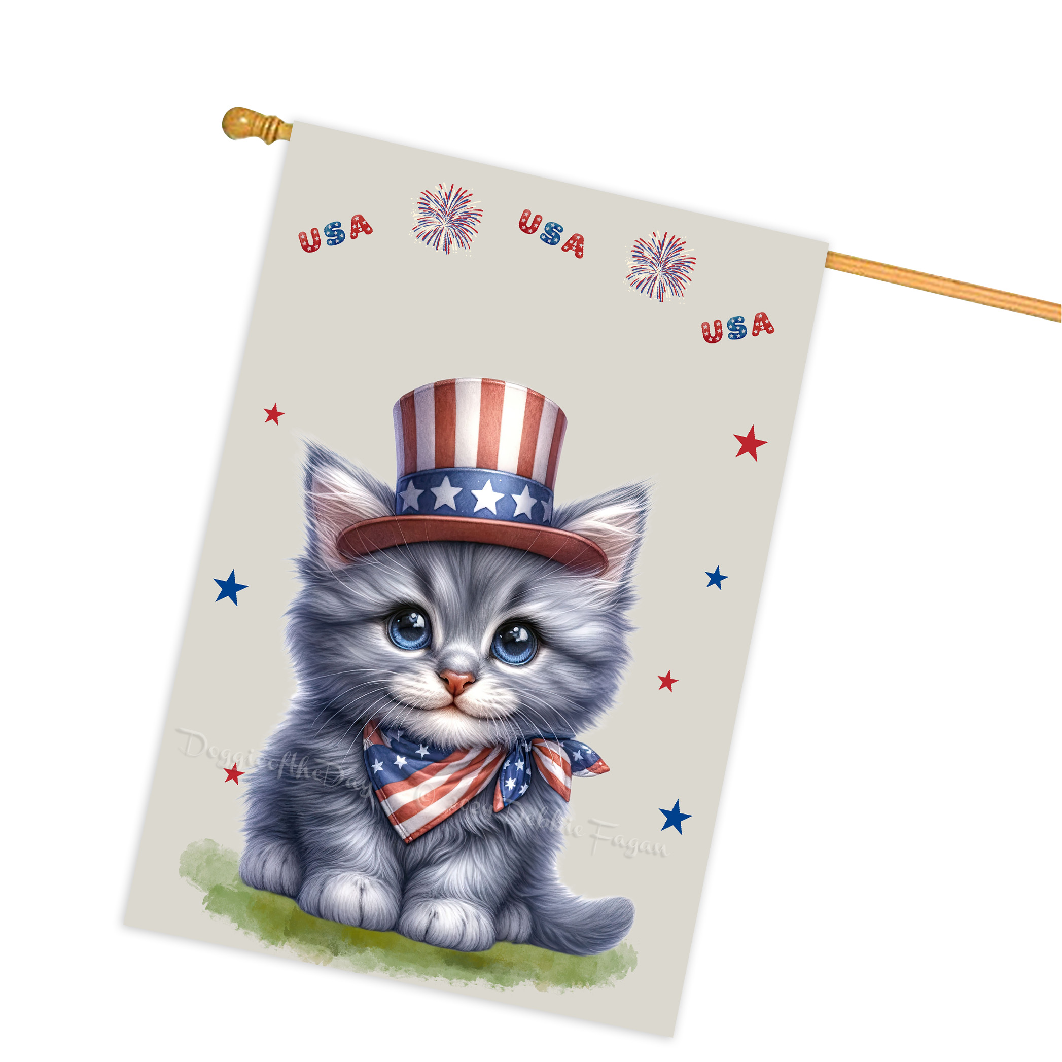 4. Juli Patriotische Katzen Hausflagge 28x40 doppelseitig Veranda Dekor Neu mit Etikett - Bild 41 von 56