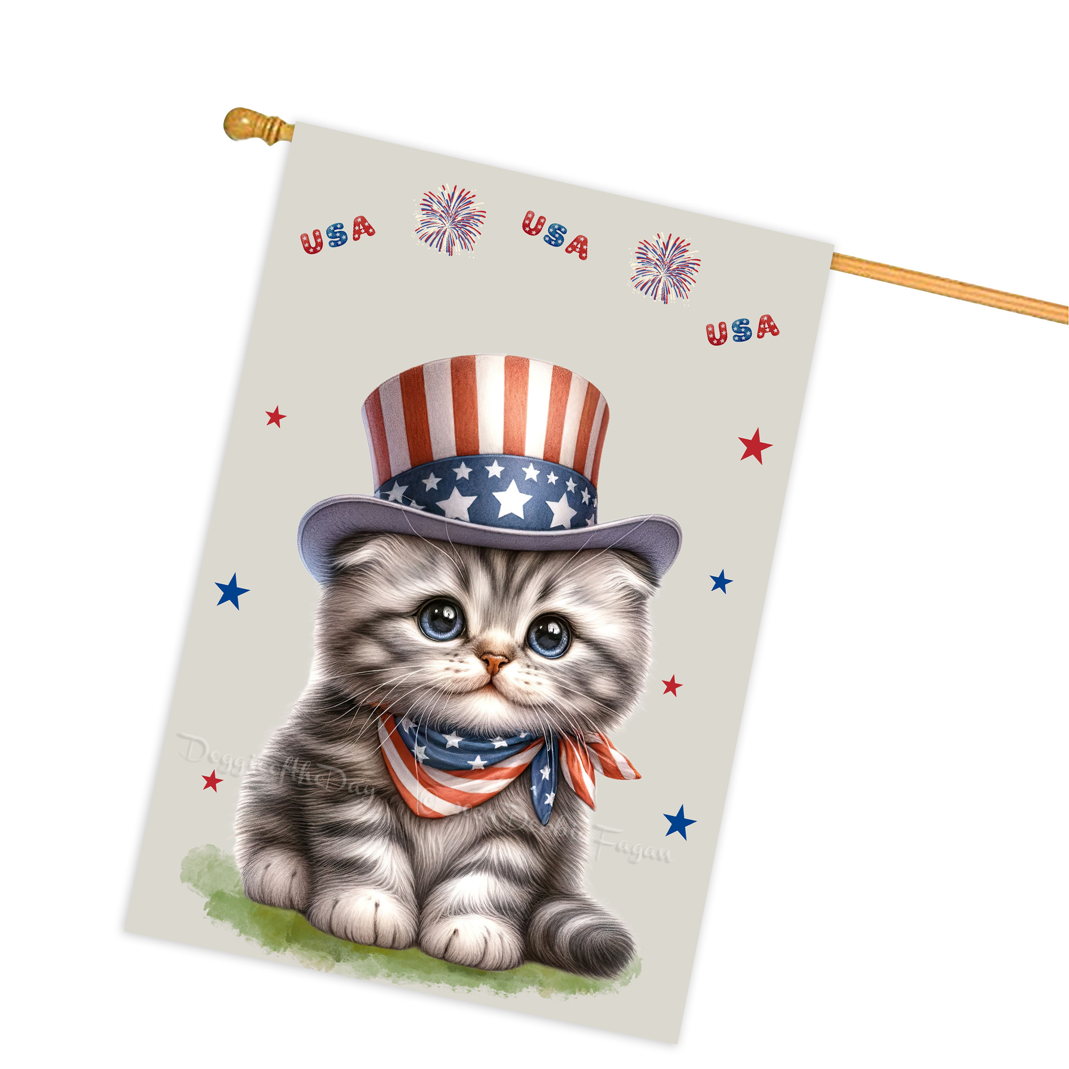 4. Juli Patriotische Katzen Hausflagge 28x40 doppelseitig Veranda Dekor Neu mit Etikett - Bild 42 von 56