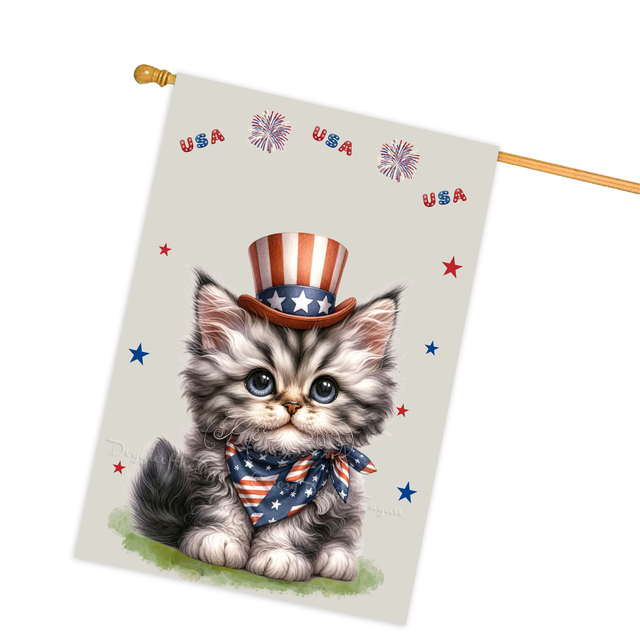 4. Juli Patriotische Katzen Hausflagge 28x40 doppelseitig Veranda Dekor Neu mit Etikett - Bild 43 von 56