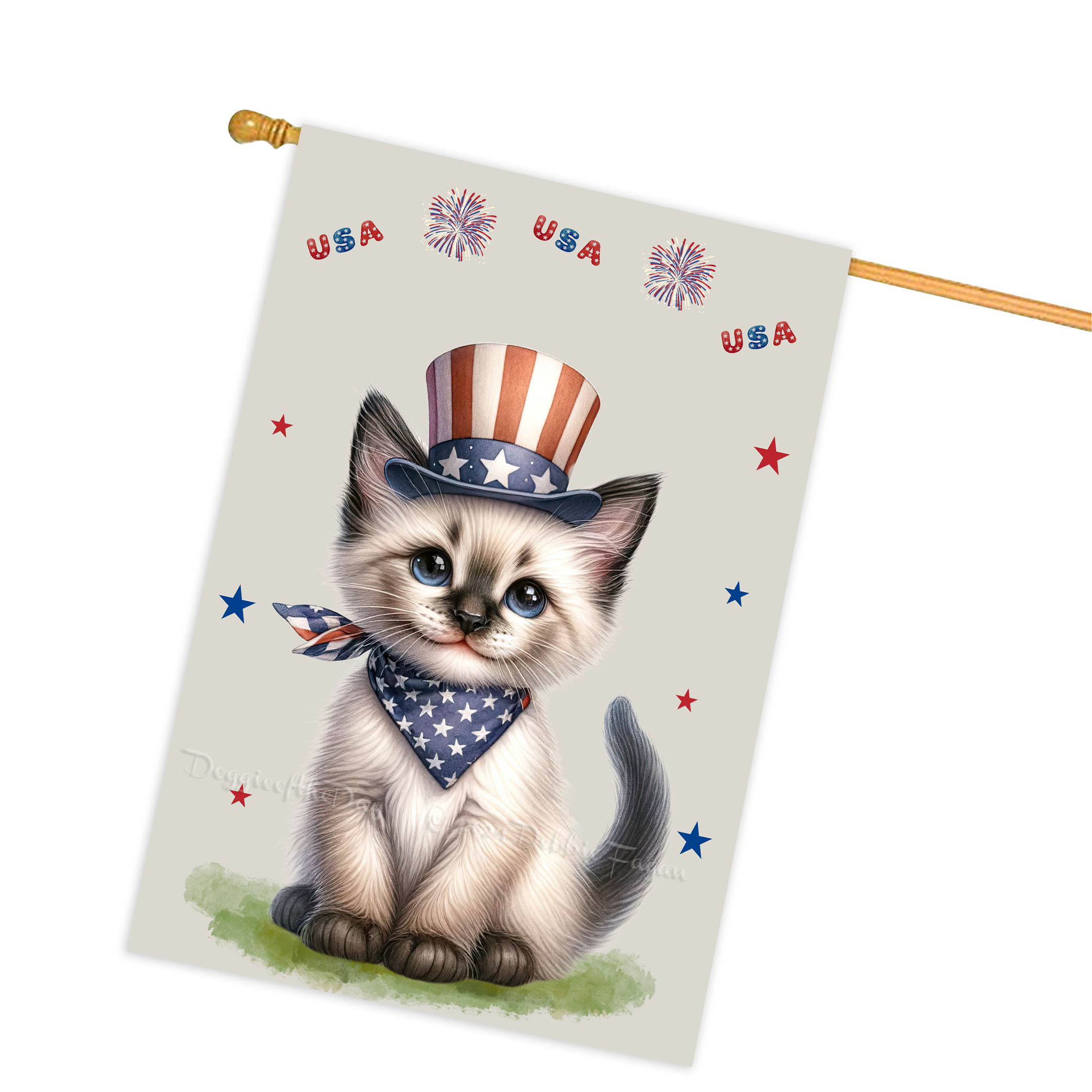 4. Juli Patriotische Katzen Hausflagge 28x40 doppelseitig Veranda Dekor Neu mit Etikett - Bild 44 von 56