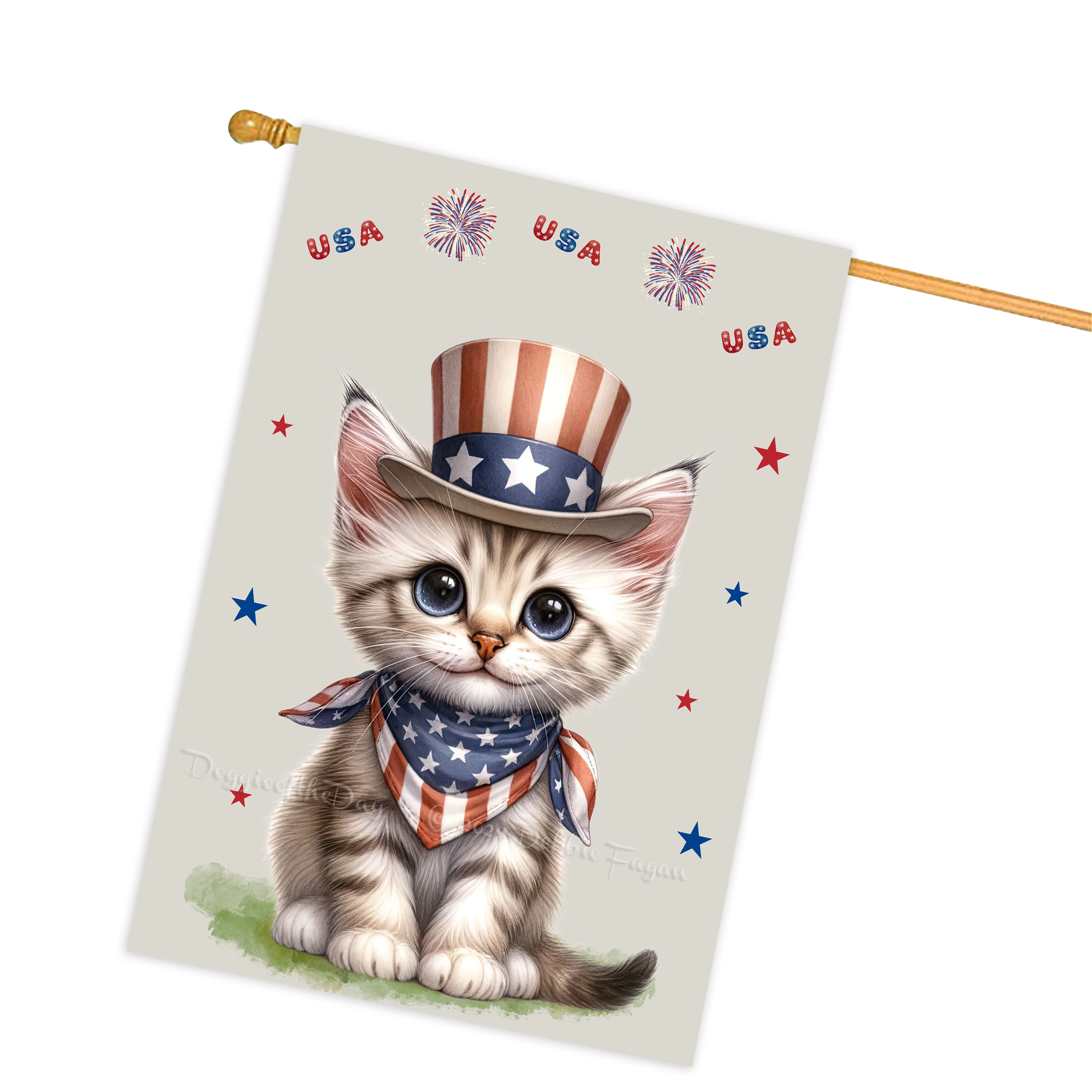 4. Juli Patriotische Katzen Hausflagge 28x40 doppelseitig Veranda Dekor Neu mit Etikett - Bild 46 von 56