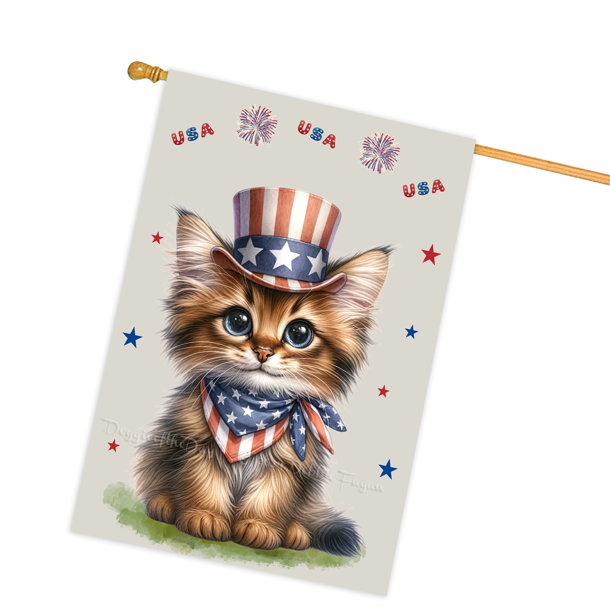 4. Juli Patriotische Katzen Hausflagge 28x40 doppelseitig Veranda Dekor Neu mit Etikett - Bild 47 von 56