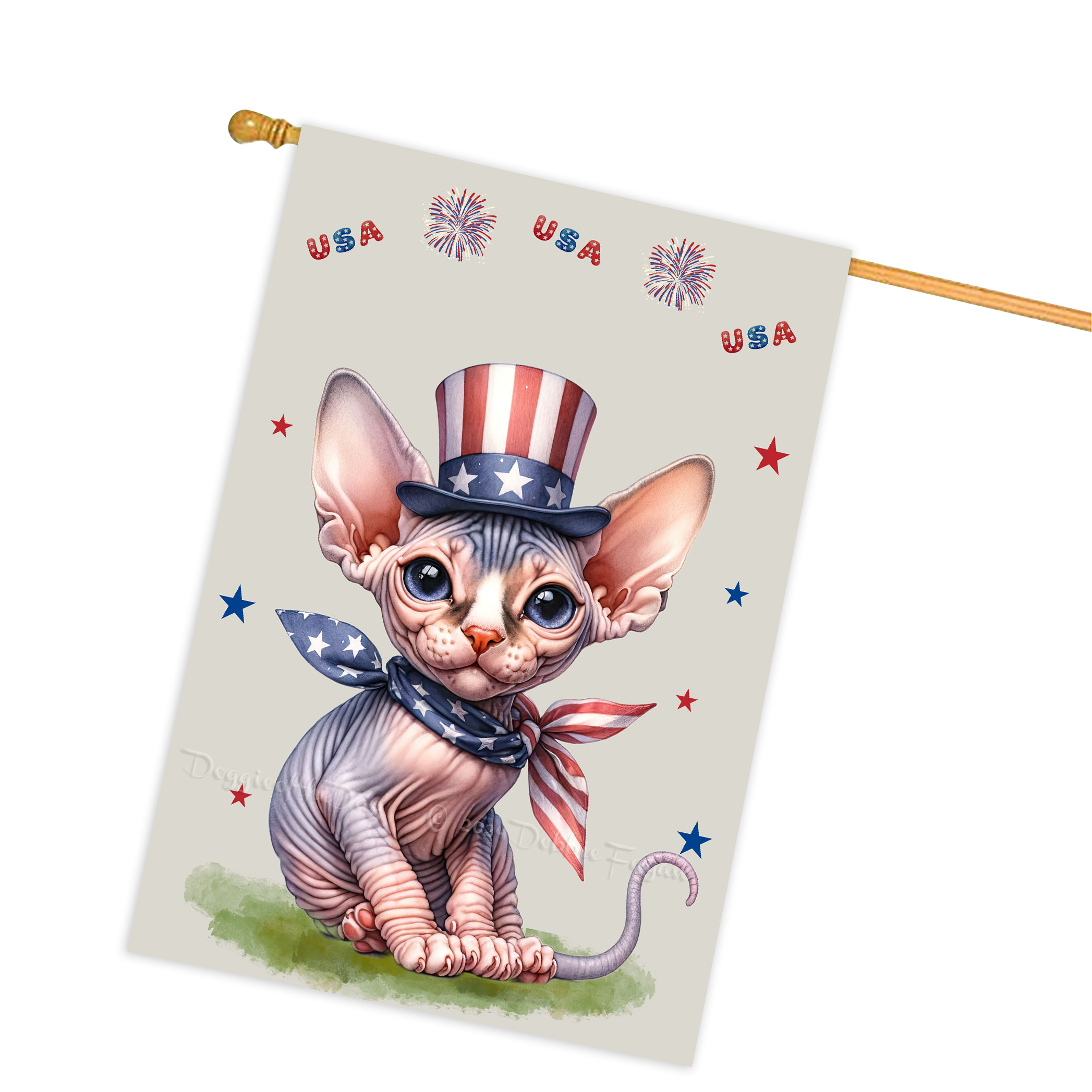 4. Juli Patriotische Katzen Hausflagge 28x40 doppelseitig Veranda Dekor Neu mit Etikett - Bild 48 von 56