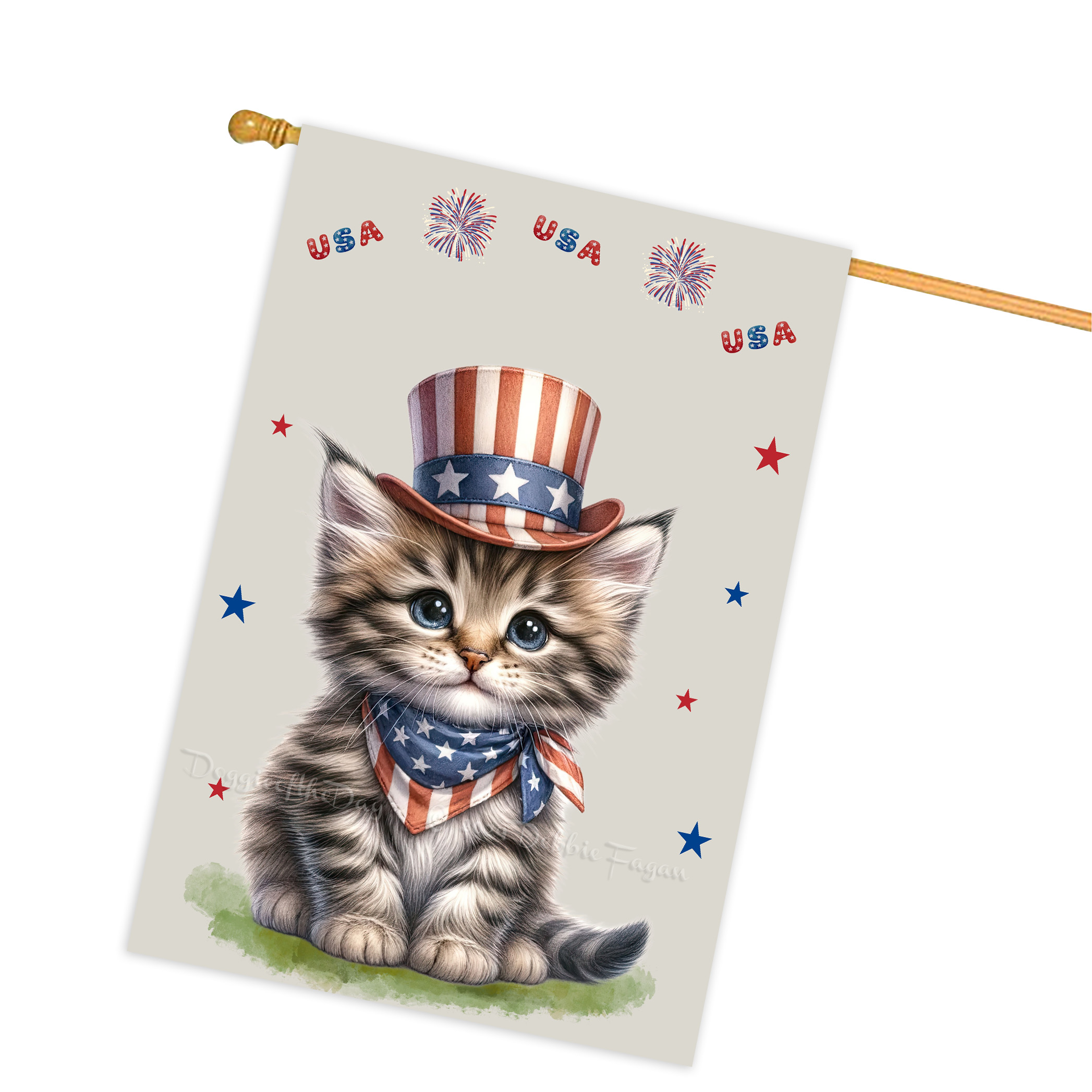 4. Juli Patriotische Katzen Hausflagge 28x40 doppelseitig Veranda Dekor Neu mit Etikett - Bild 49 von 56