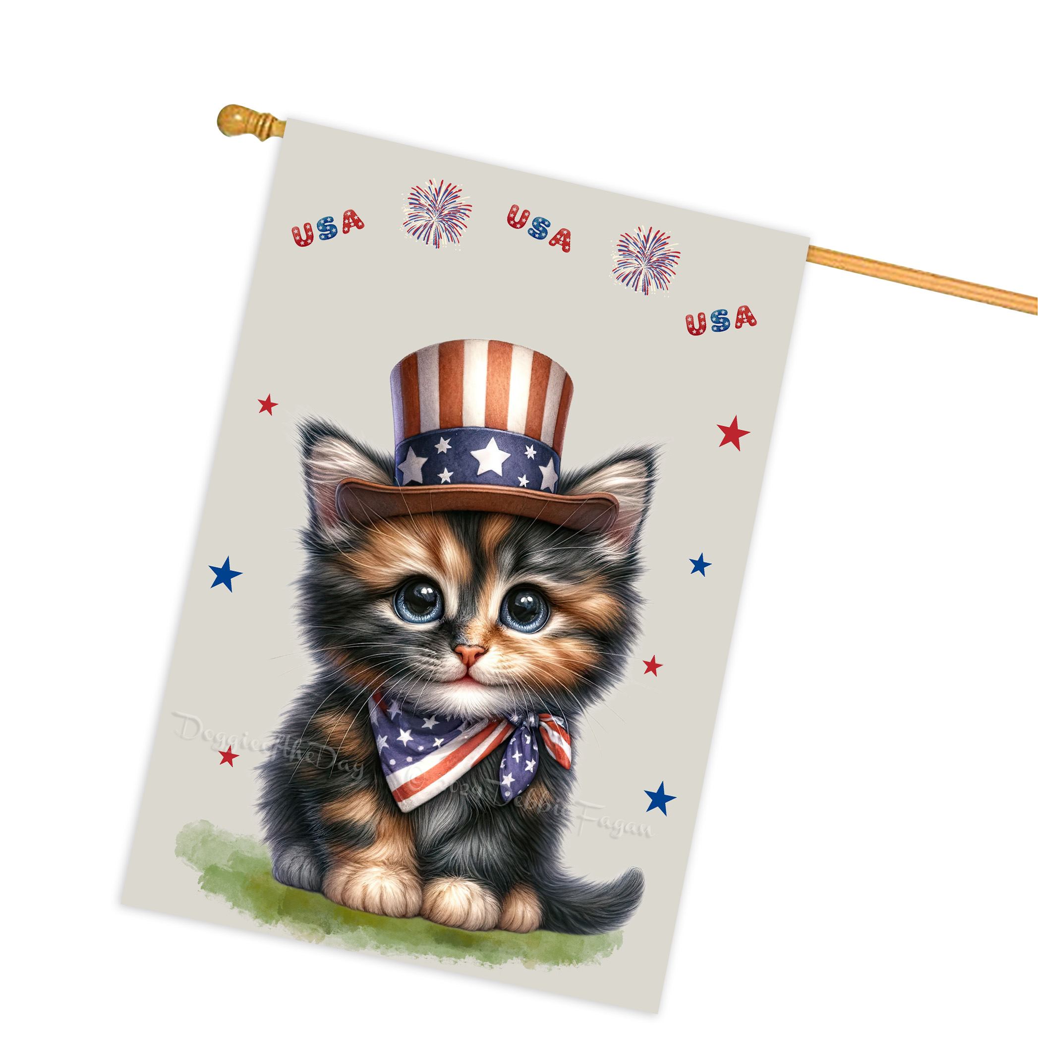 4. Juli Patriotische Katzen Hausflagge 28x40 doppelseitig Veranda Dekor Neu mit Etikett - Bild 51 von 56