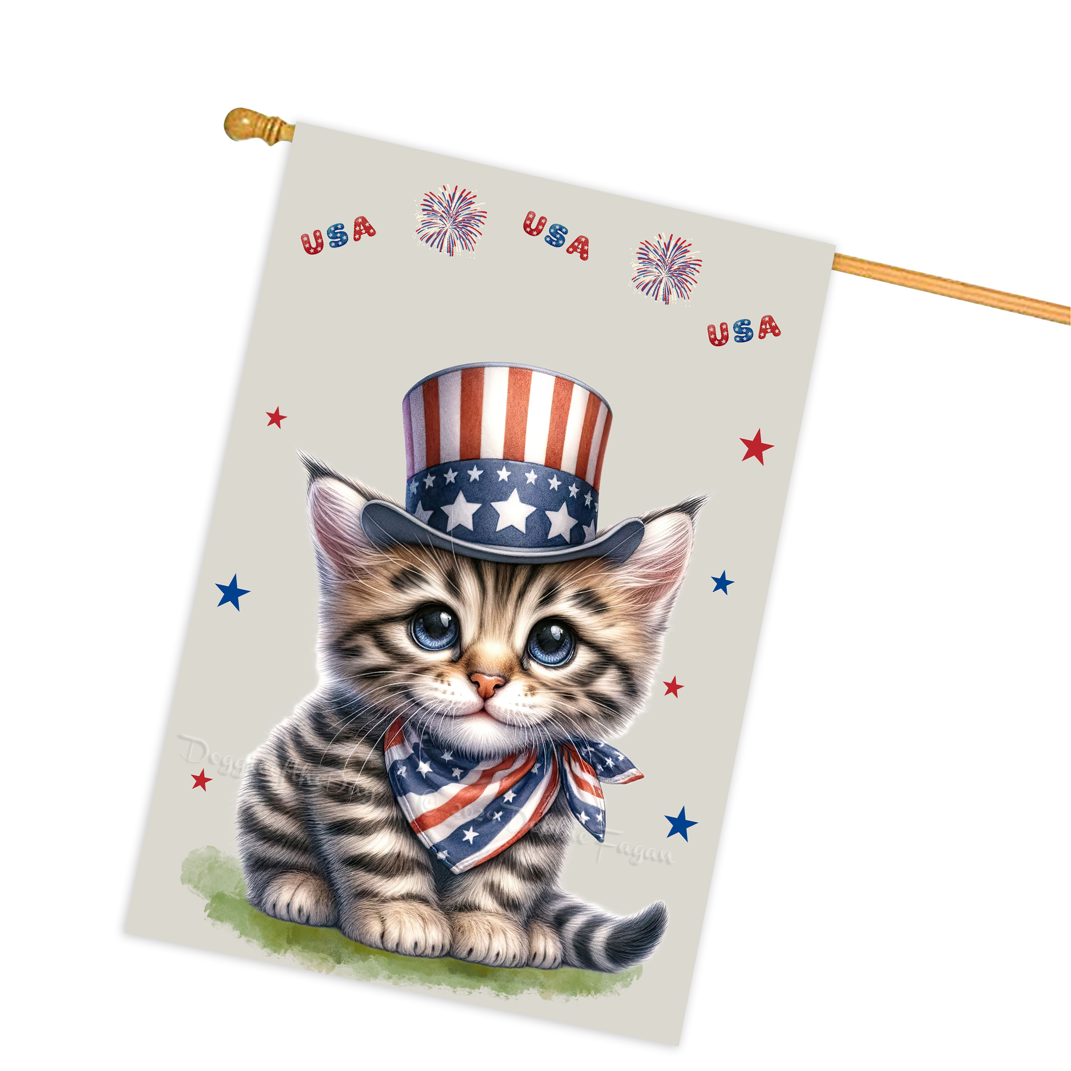 4. Juli Patriotische Katzen Hausflagge 28x40 doppelseitig Veranda Dekor Neu mit Etikett - Bild 52 von 56