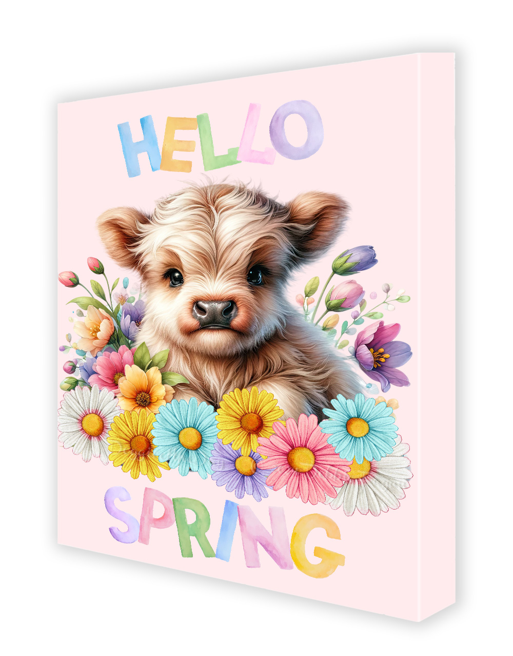 Hello Spring Canvas Wall Art .75″ Personalized Animal Portrait NWT