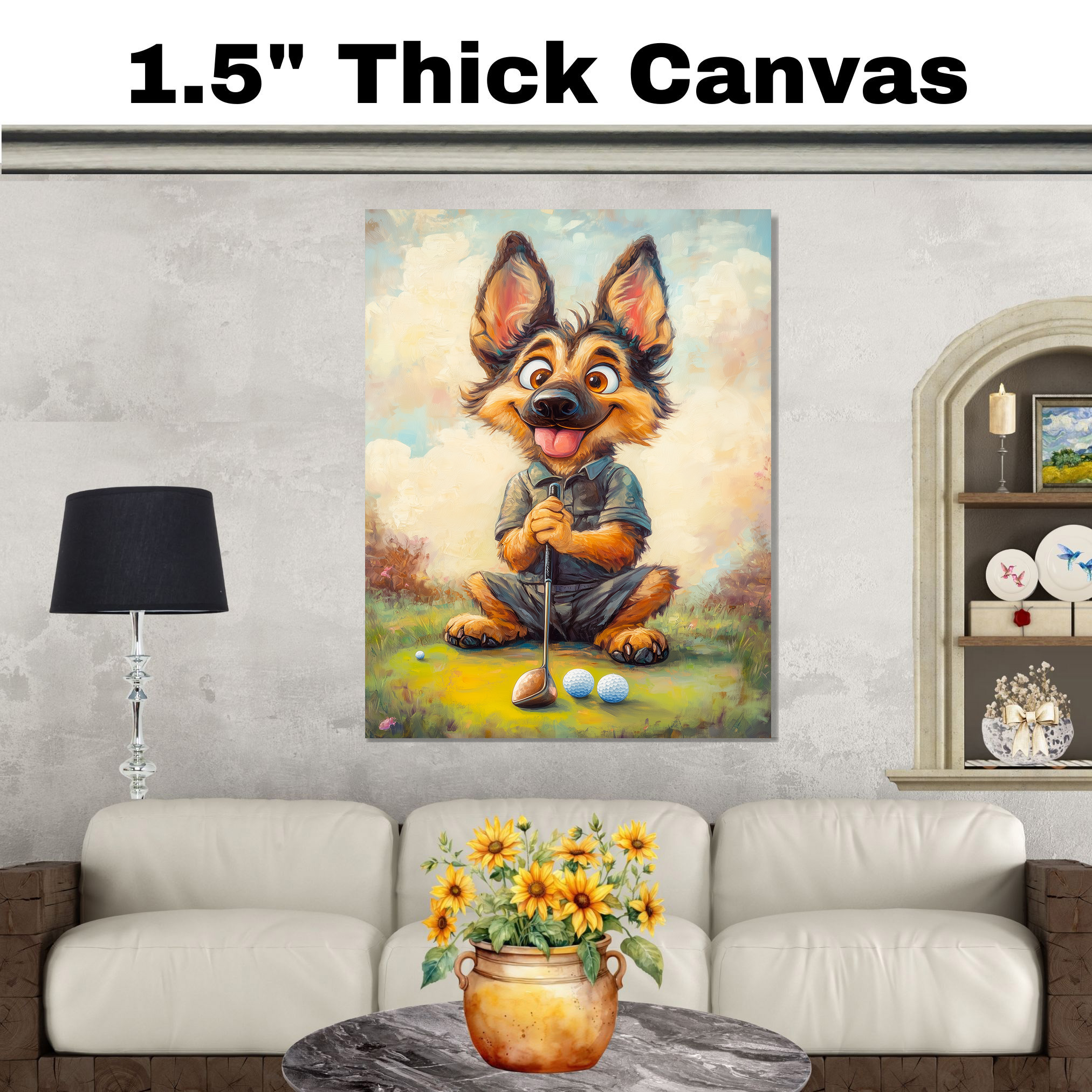 Deutscher Schäferhund Kunst für Golfsportliebhaber Geschenk für Schäferhund Väter Wanddeko - Bild 13 von 13