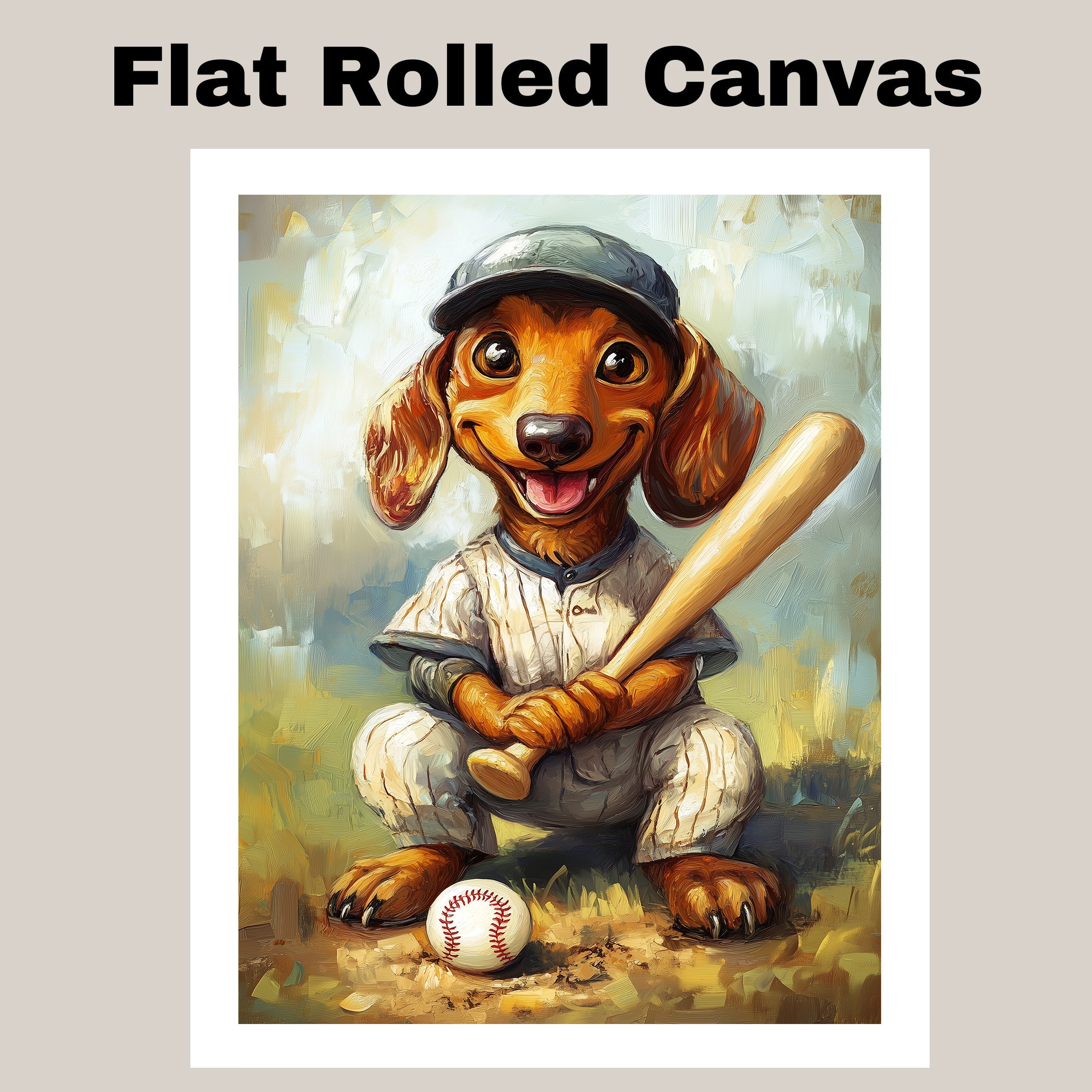 Dachshund Dog Baseball Painting for Dog Parents Home Decoration for Kids Room