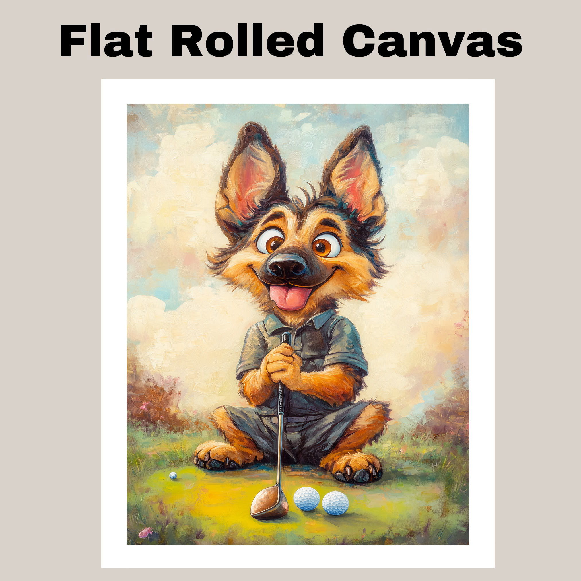 Deutscher Schäferhund Kunst für Golfsportliebhaber Geschenk für Schäferhund Väter Wanddeko - Bild 12 von 13
