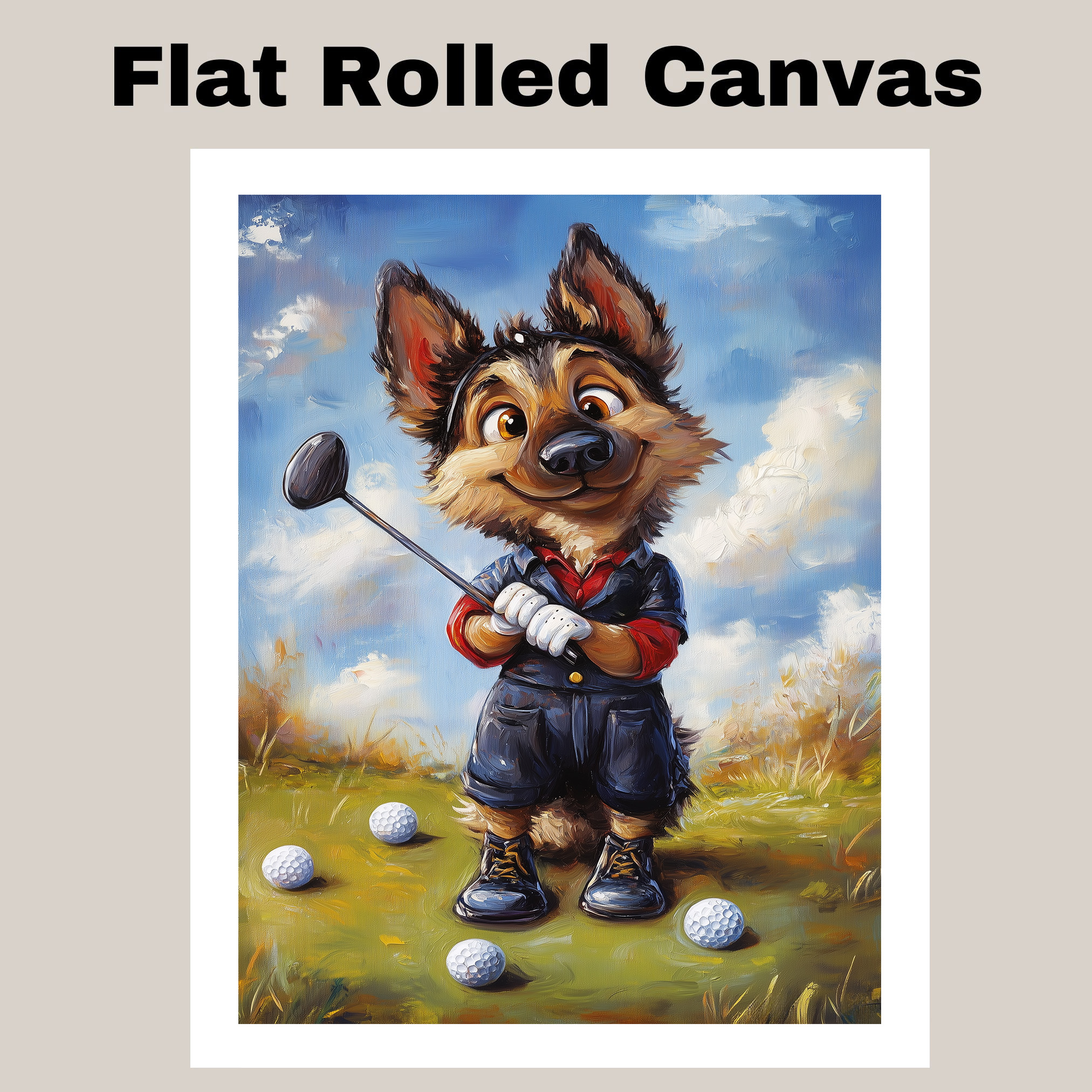 German Shepherd Dog Canvas for Golf Lovers Gift for Game Room Dog Wall Art