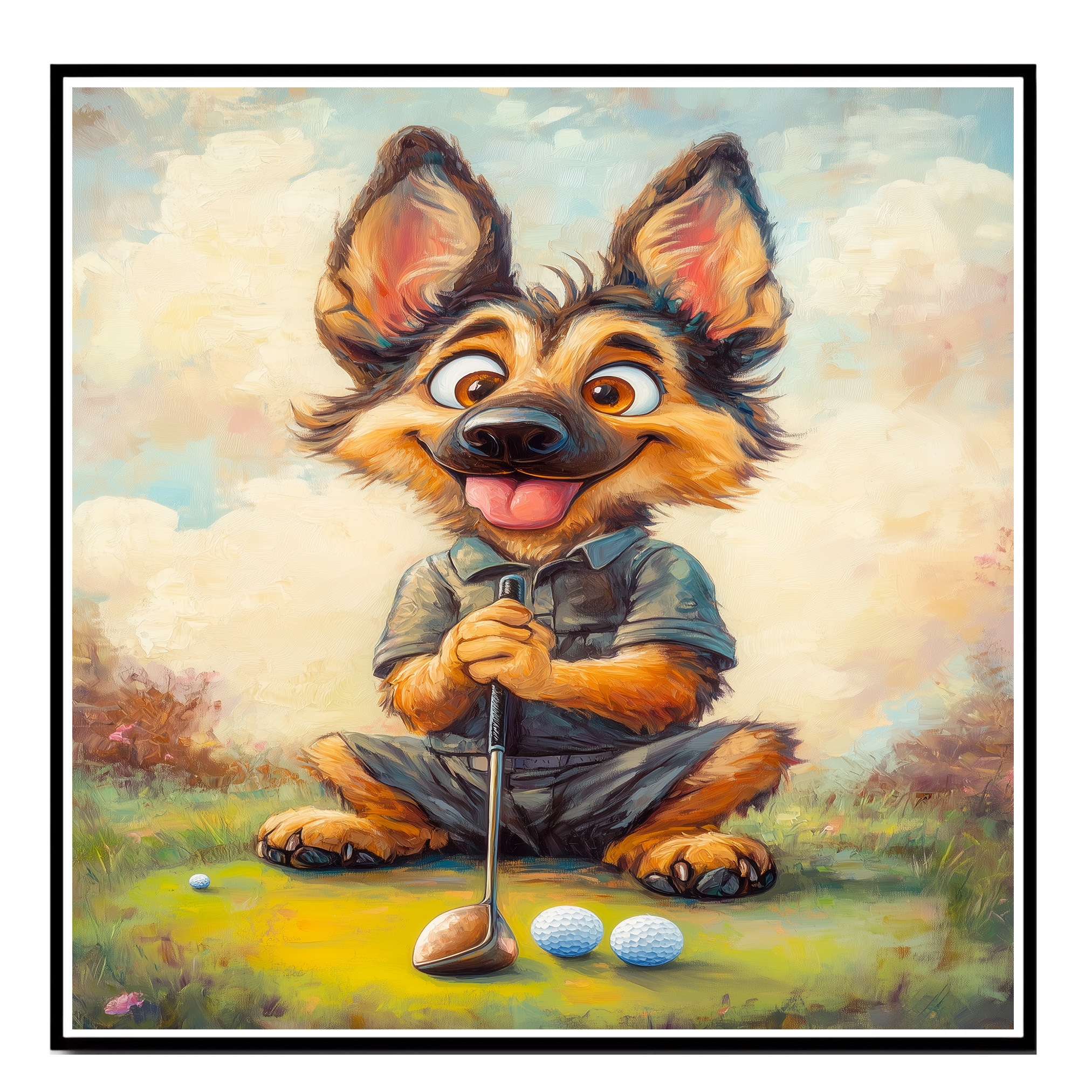 Deutscher Schäferhund Kunst für Golfsportliebhaber Geschenk für Schäferhund Väter Wanddeko - Bild 9 von 13
