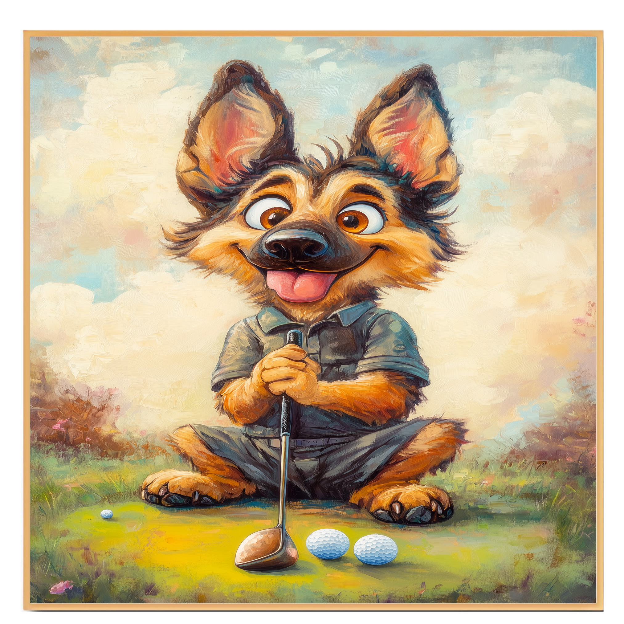 Deutscher Schäferhund Kunst für Golfsportliebhaber Geschenk für Schäferhund Väter Wanddeko - Bild 11 von 13