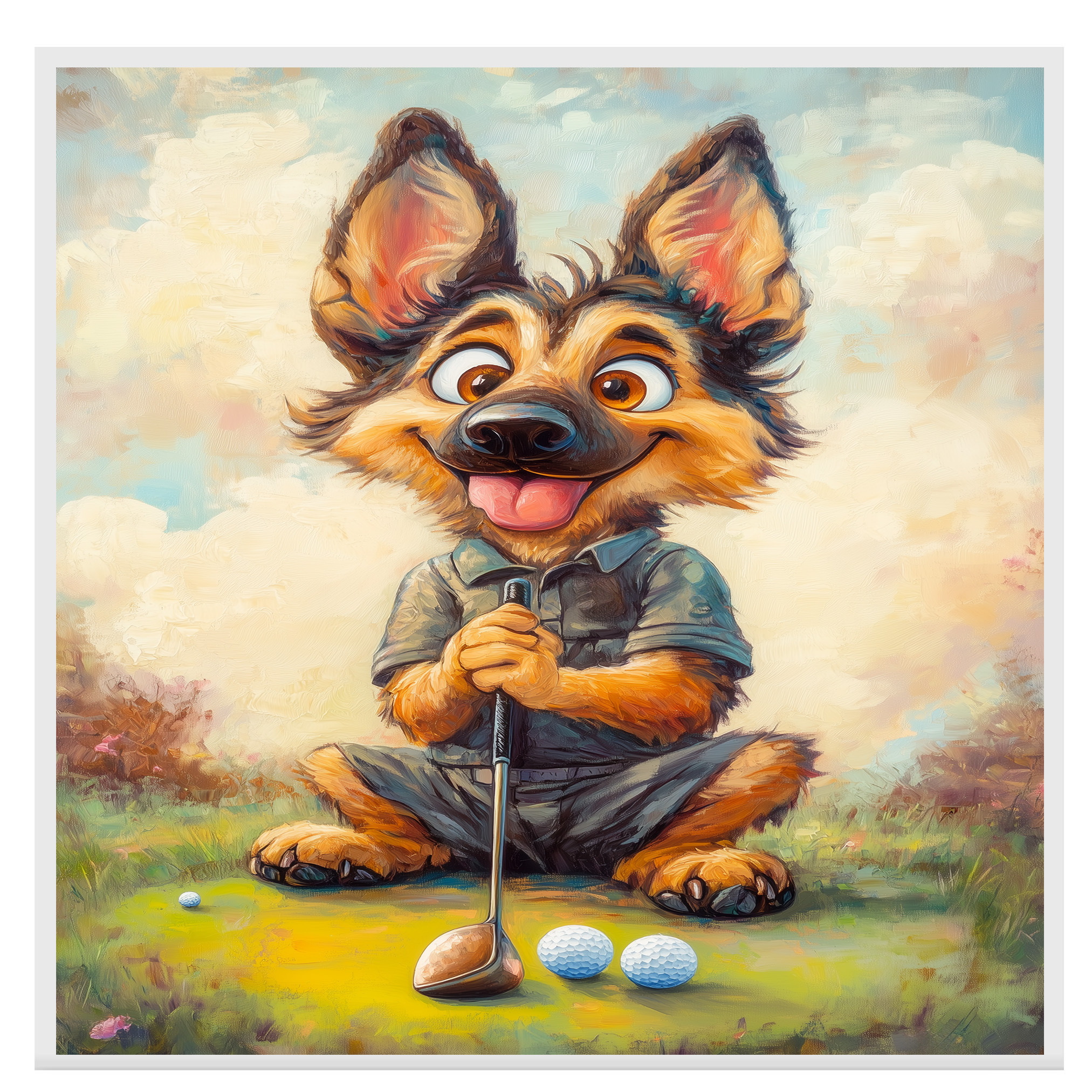 Deutscher Schäferhund Kunst für Golfsportliebhaber Geschenk für Schäferhund Väter Wanddeko - Bild 10 von 13