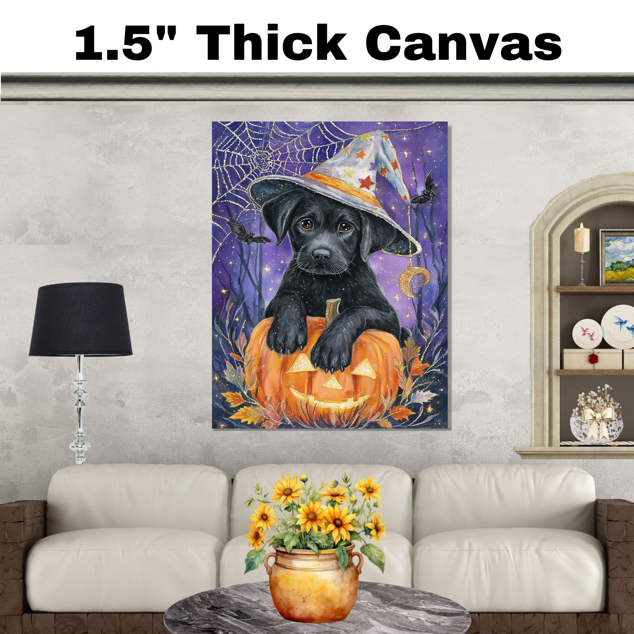 Labrador Pumpkins Canvas Maple Leaves Decor for Pet Lovers Indoor Decorations - Picture 13 of 13