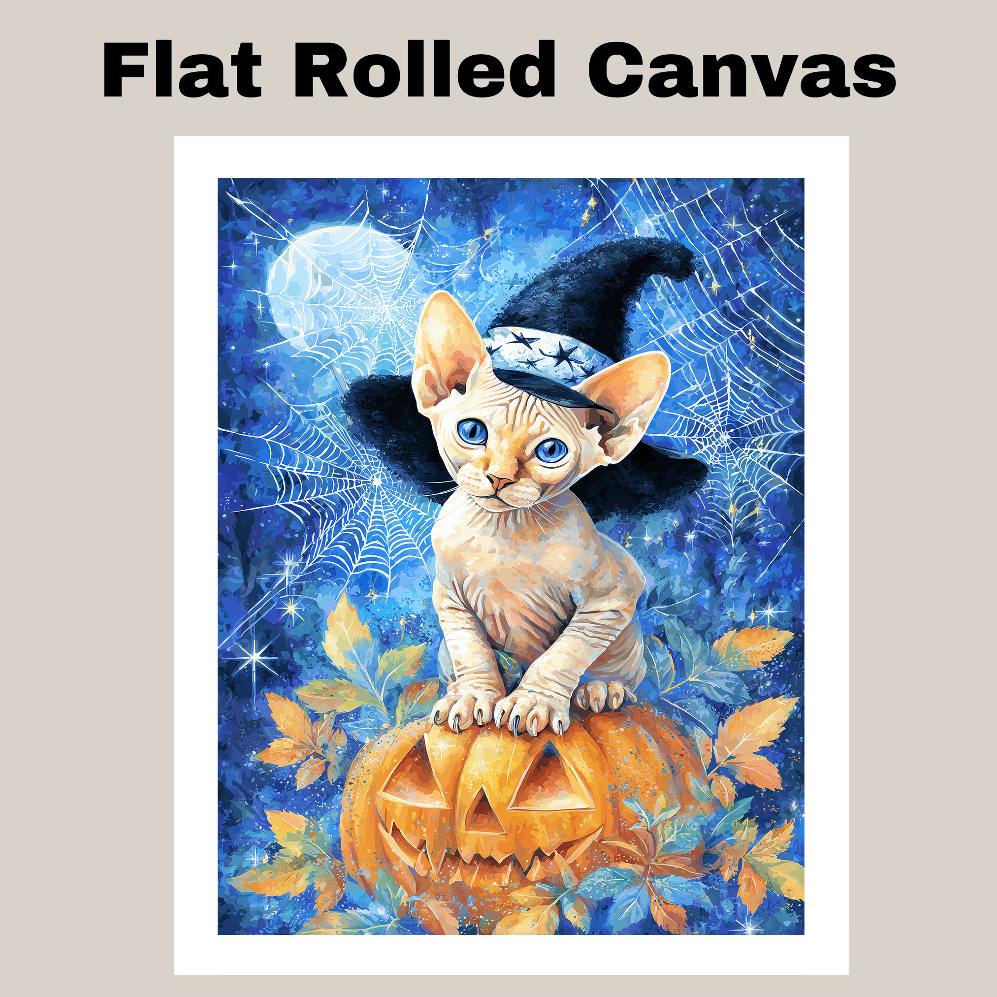 Thanksgiving Cat Canvas Sphynx Kitten Wall Art Pumpkin Fall Leaf Decoration