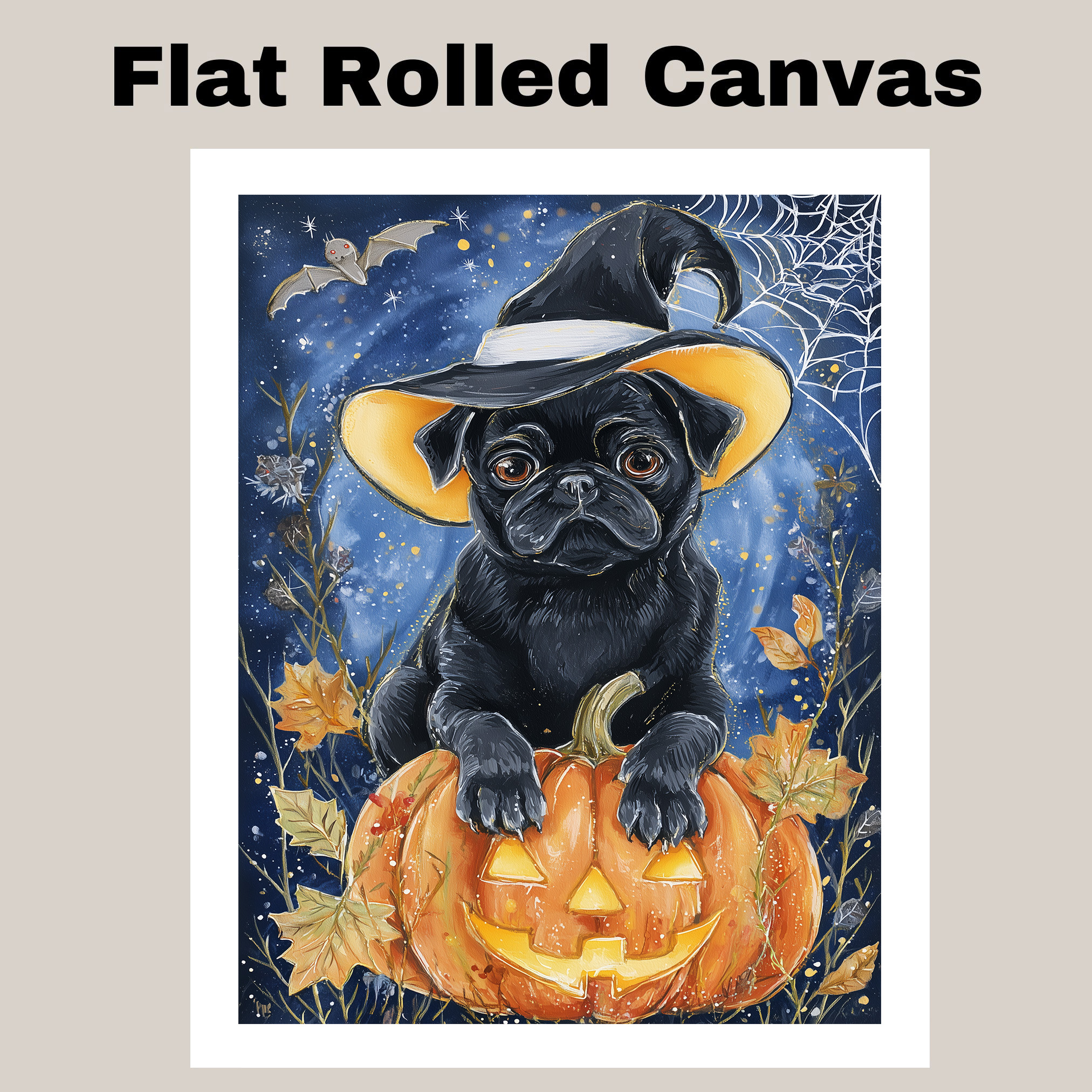 Pug Dog Fall Pumpkin Canvas Pet Lover Decor for Haunted House Party Decorations