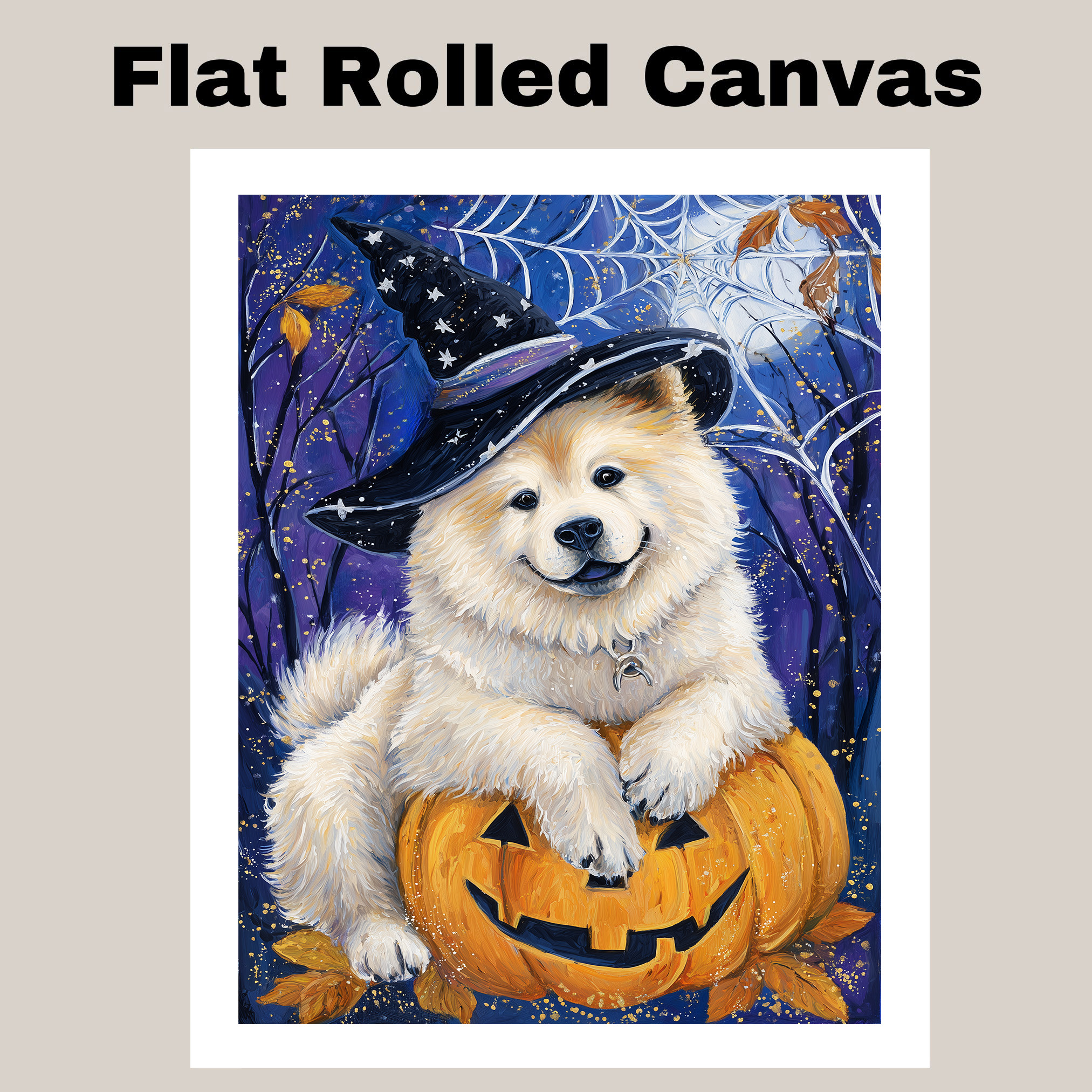 Chow Chow Dog Halloween Canvas Art for Pet Lovers Farmhouse Living Room Decor