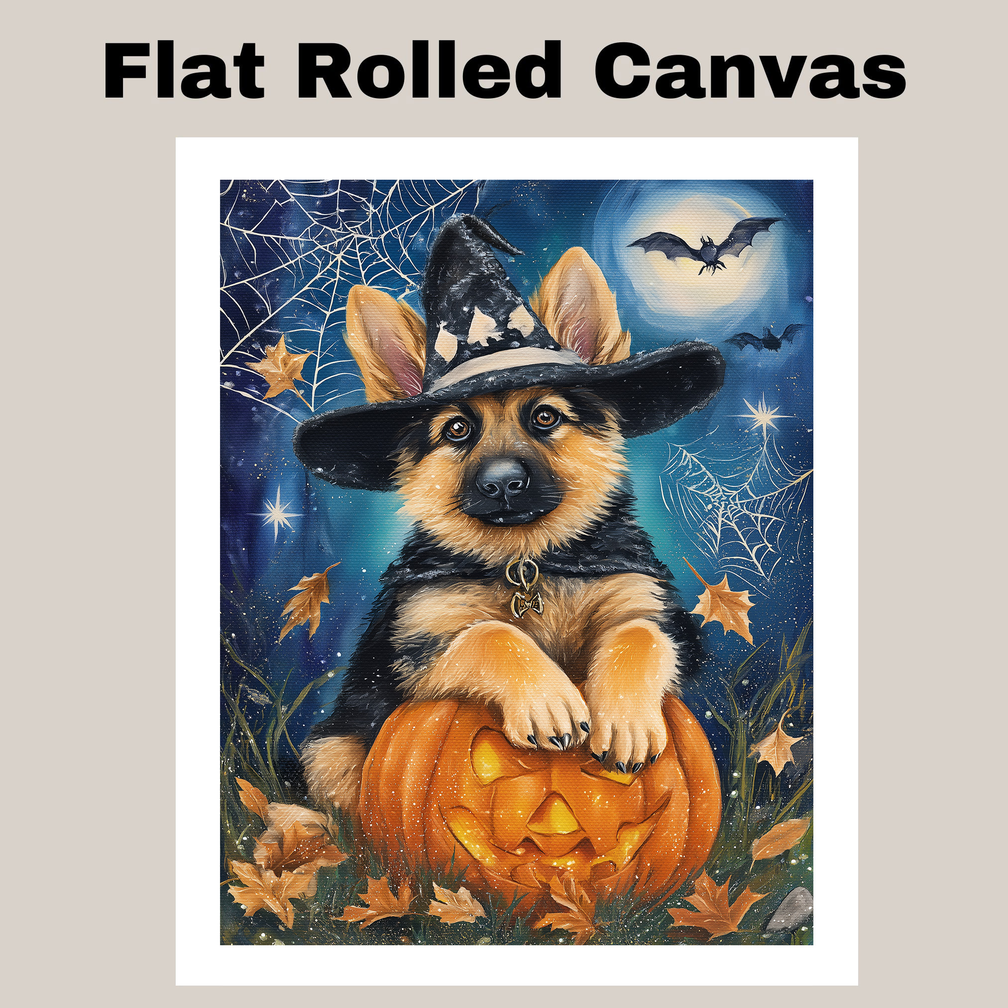German Shepherd Halloween Puppy Canvas Art Dog Lover Gift for Holiday Home Decor