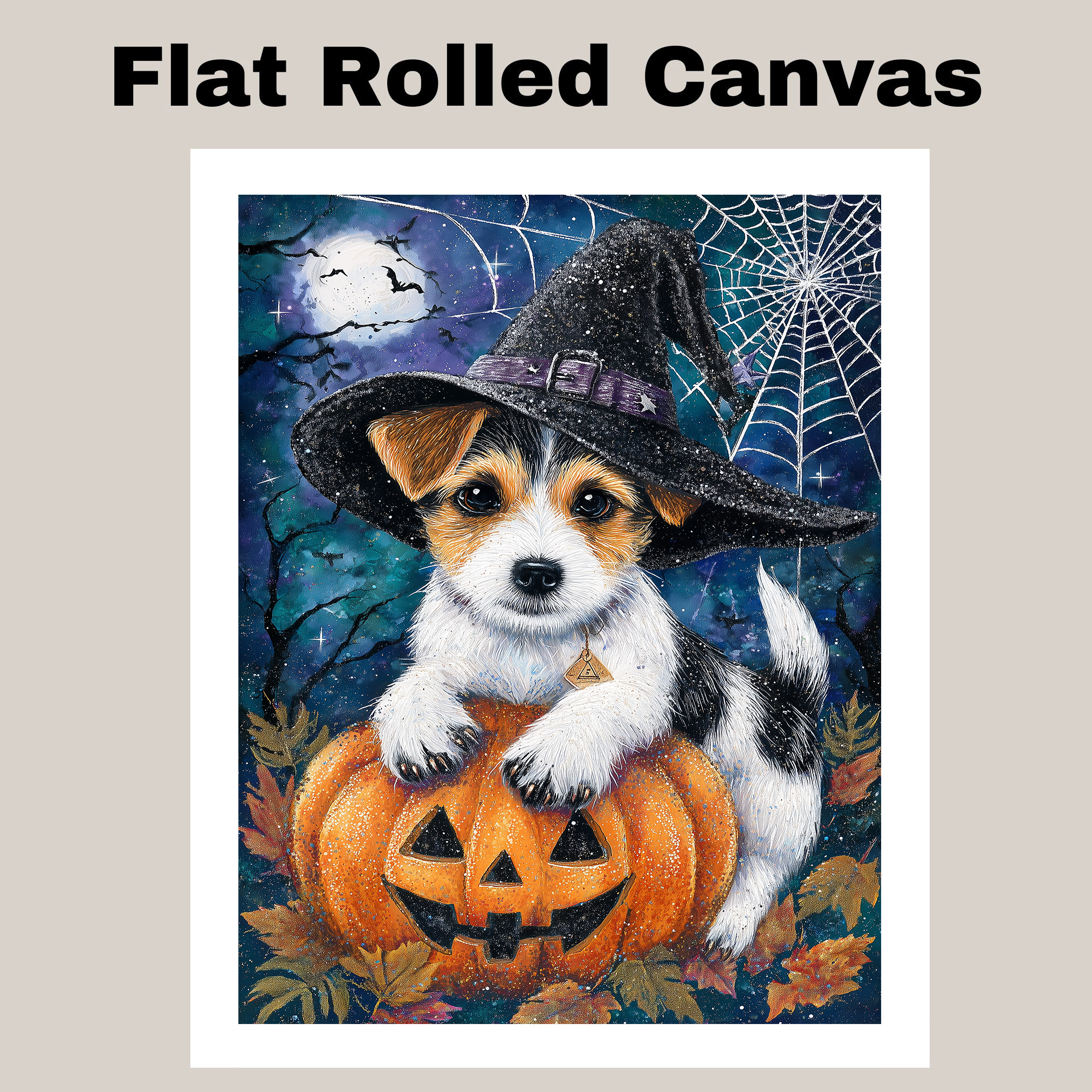 Jack Russell Wall Hanging Autumn Leaf Harvest Dog Art Print for Backyard Decor