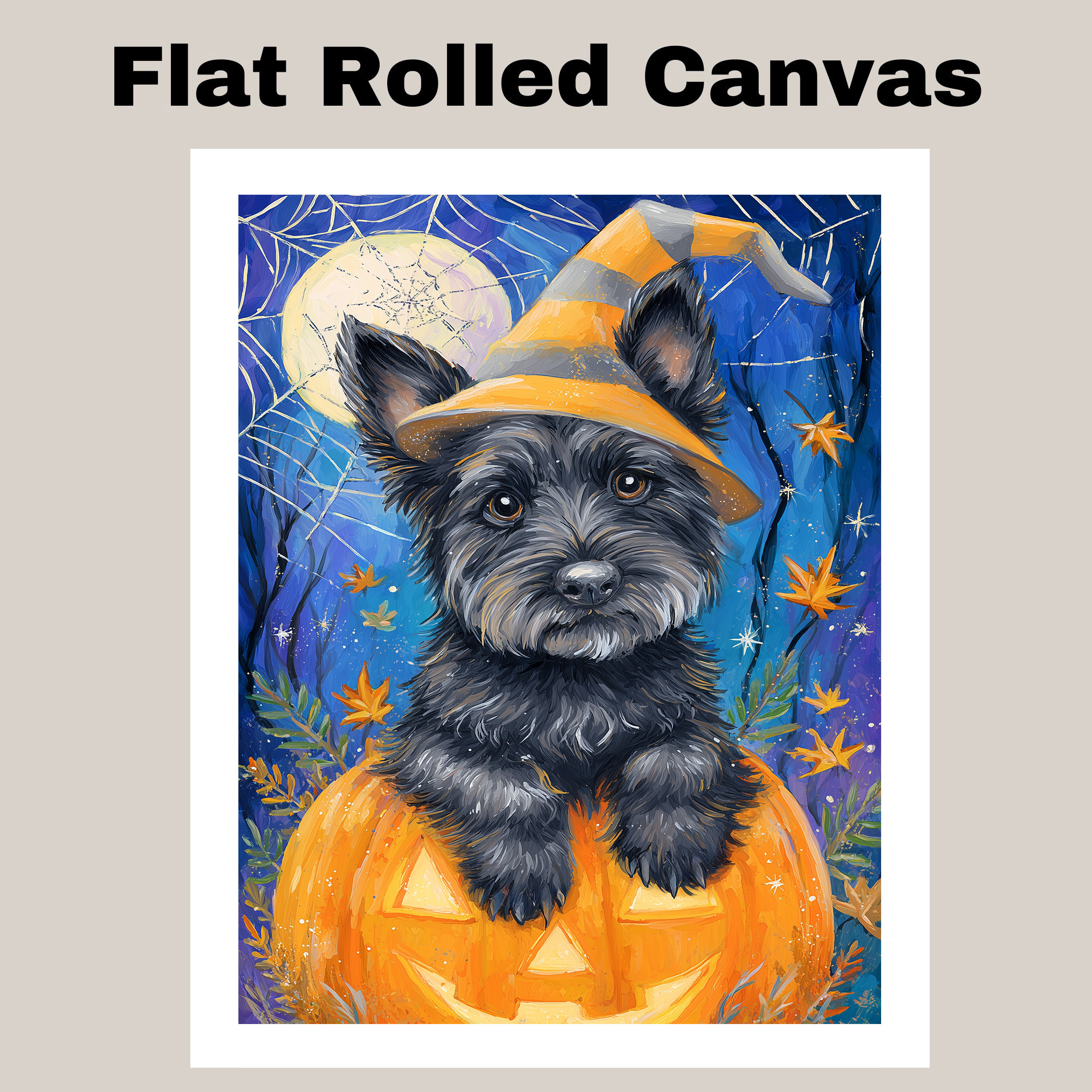 Halloween Scottish Terrier Dog Fall Canvas Decorations for Dog Mom’s Wall Decor