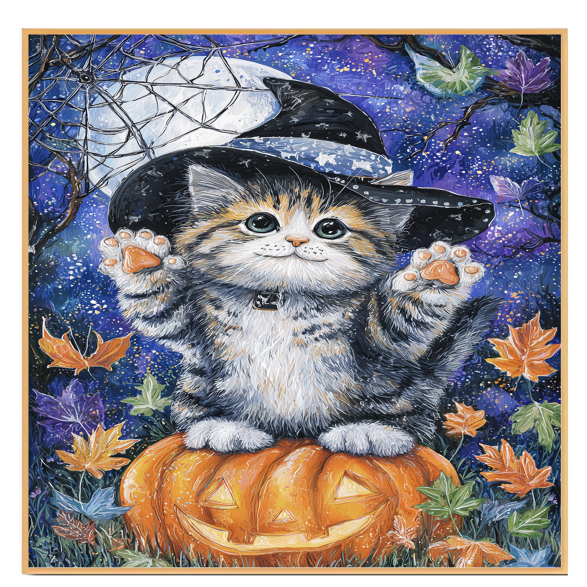Autumn Canvas Wall Art for Cat Lovers Farmhouse Halloween Siberian Cat Decor - Picture 11 of 13