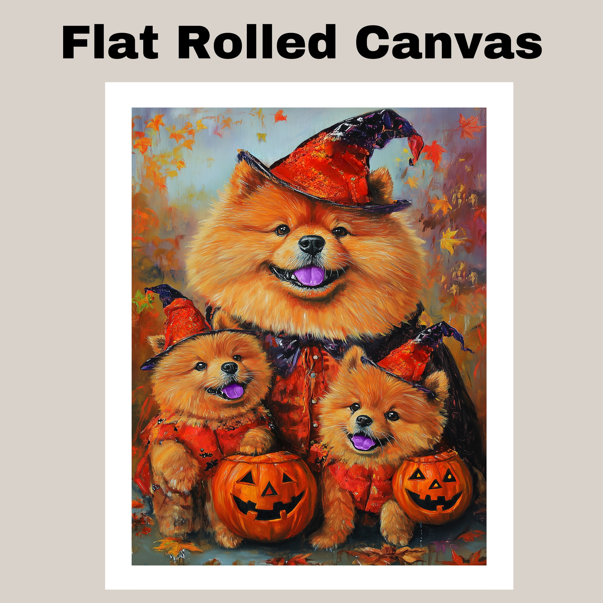 Halloween Chow Chow Dog Canvas Wall Art Rustic Fall Farmhouse Home Decor Gift