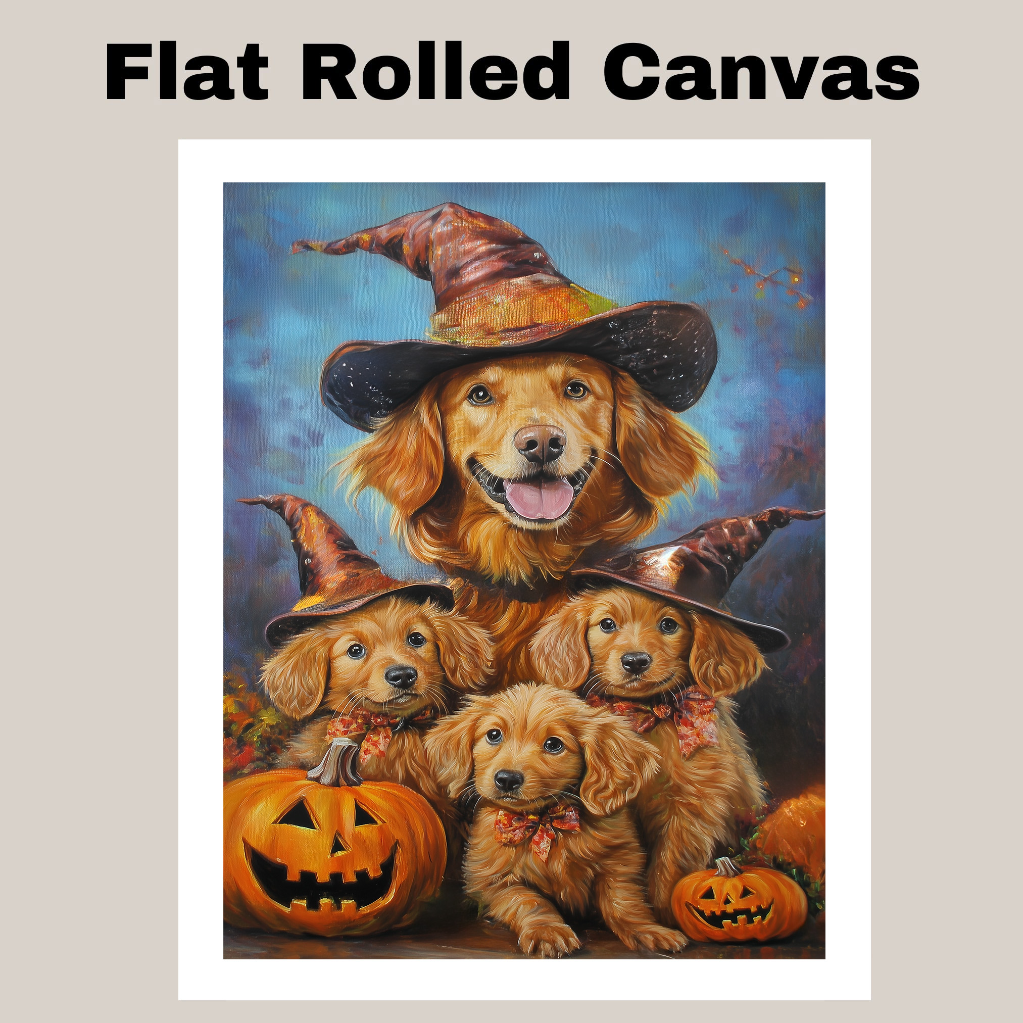 Nova Scotia Retriever Fall Halloween Canvas Art Pumpkins Farmhouse Wall Decor