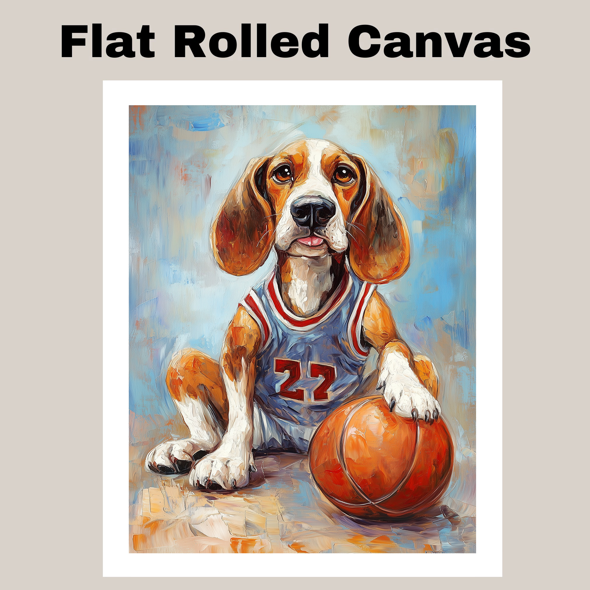 American Foxhound Basketball Wall Art Sports Dog Canvas Print Game Room Decor