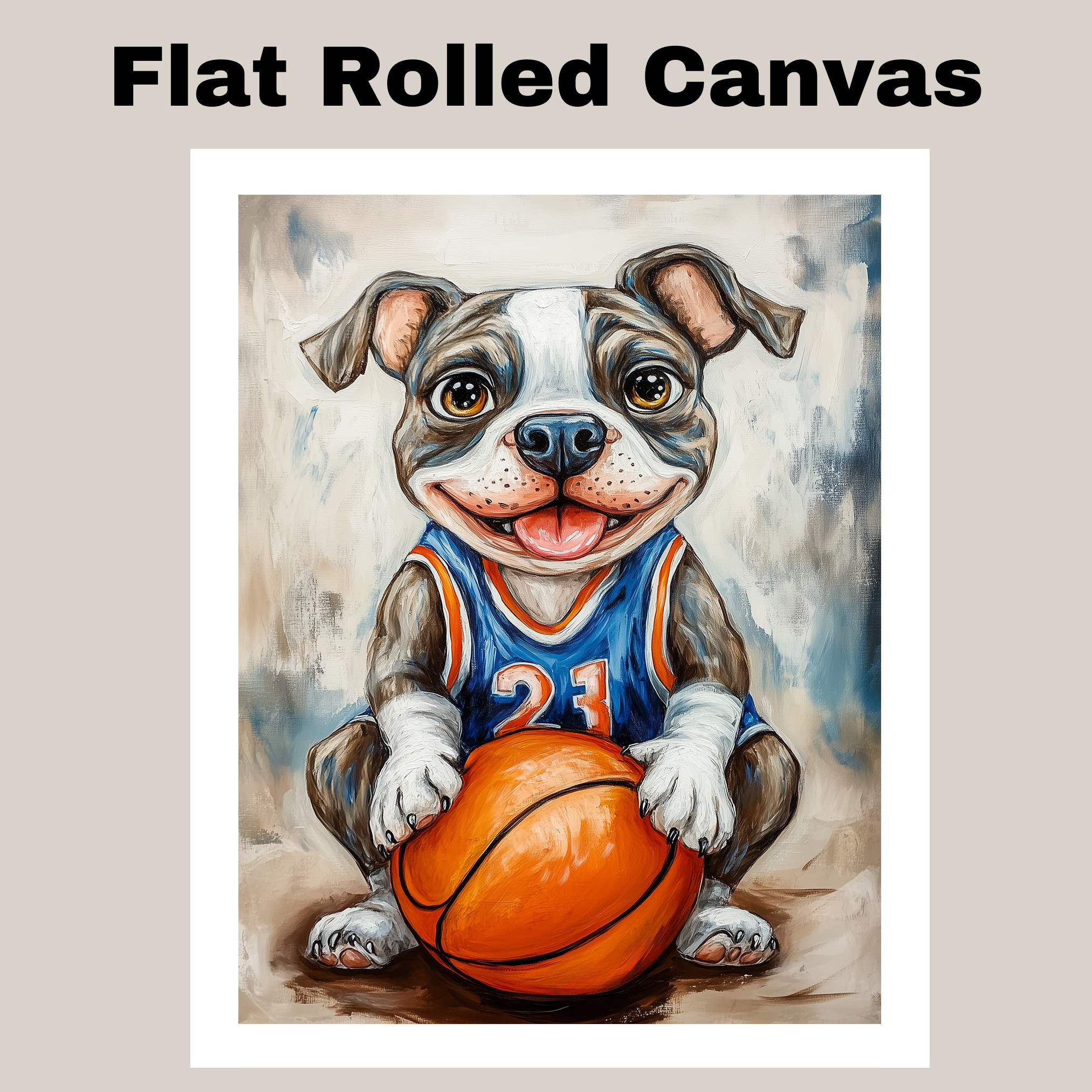 American Staffordshire Terrier Basketball Wall Art Sports Dog Canvas Print