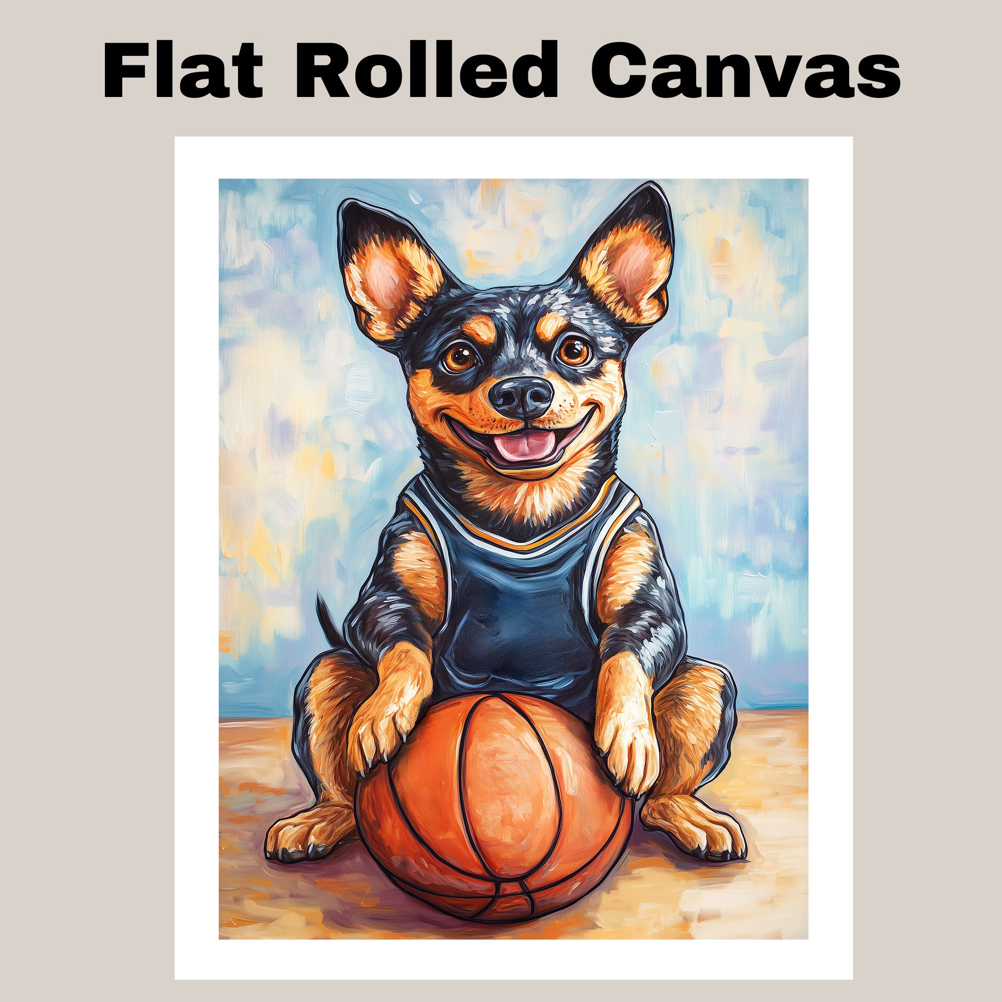 Australian Kelpie Basketball Wall Art Sports Dog Canvas Print Game Room Gifts