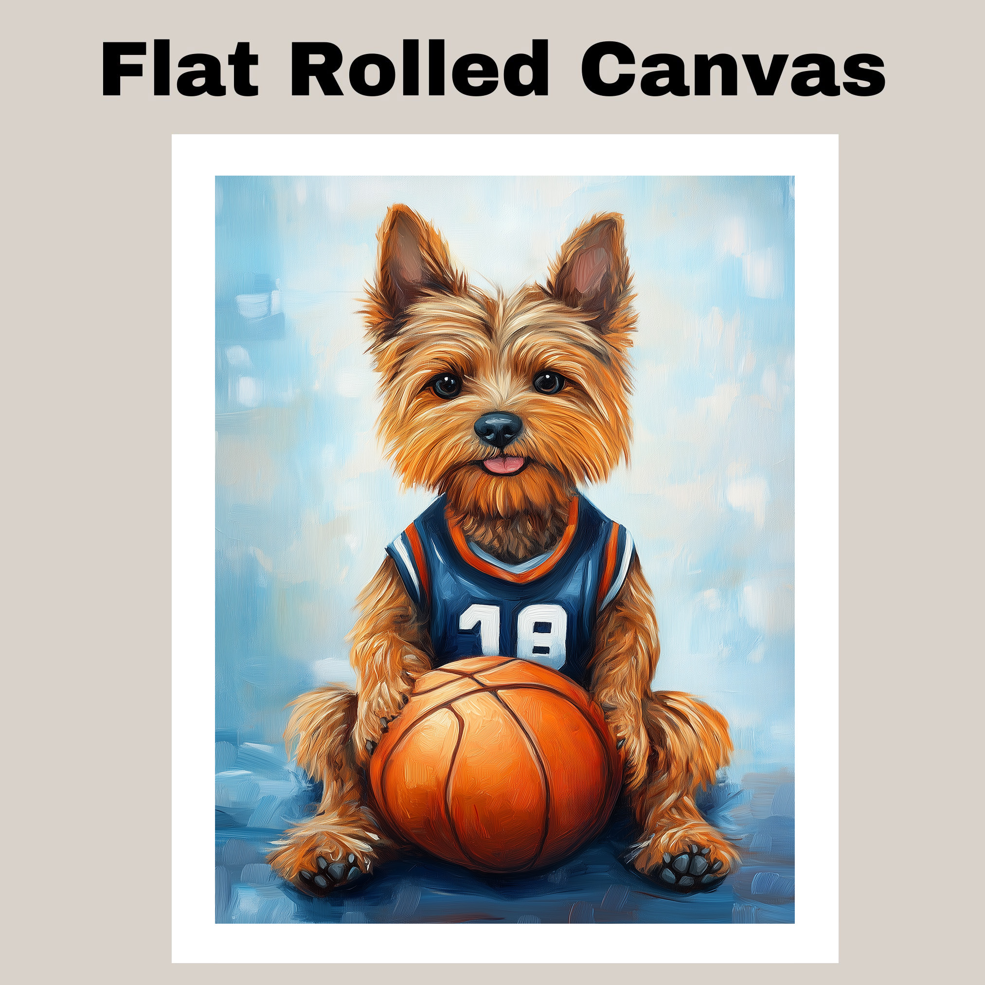 Australian Terrier Basketball Wall Art Sports Dog Canvas Print Boys Room Gifts