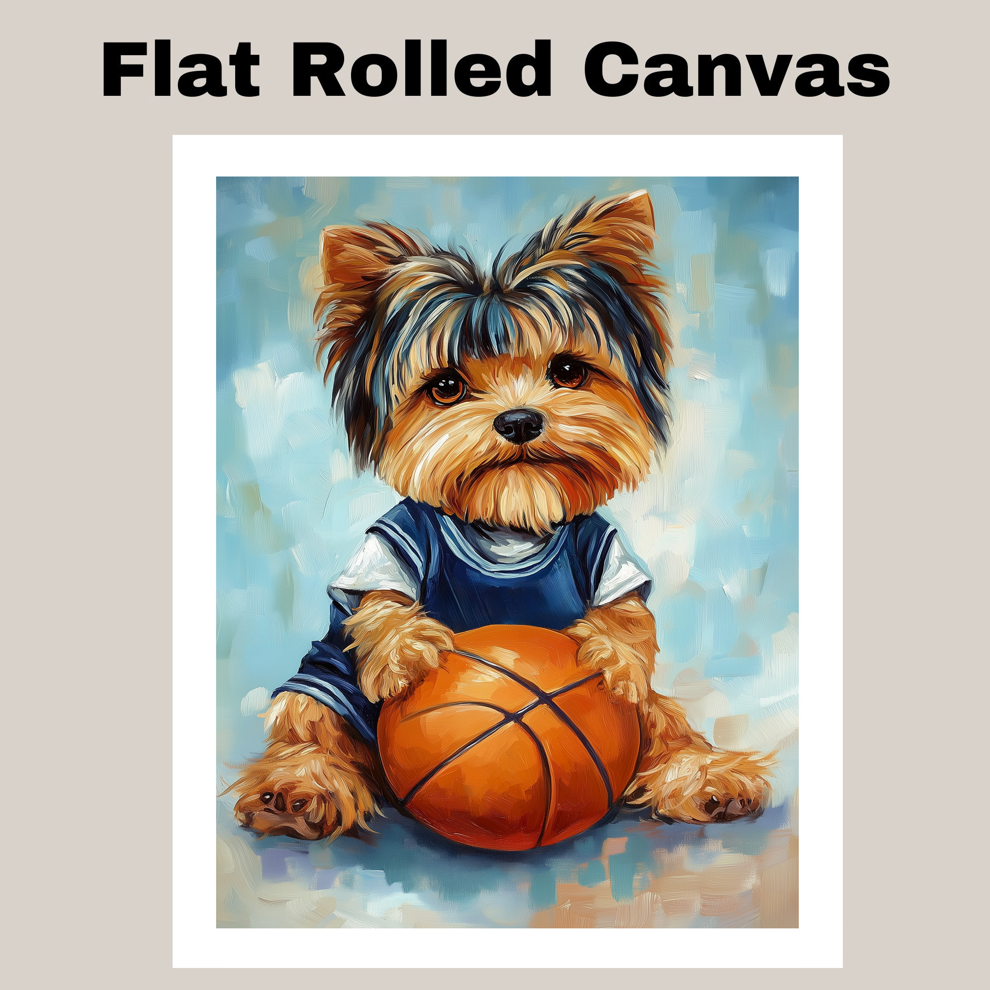 Biewer Terrier Basketball Wall Art Sports Dog Canvas Print Kids Playroom