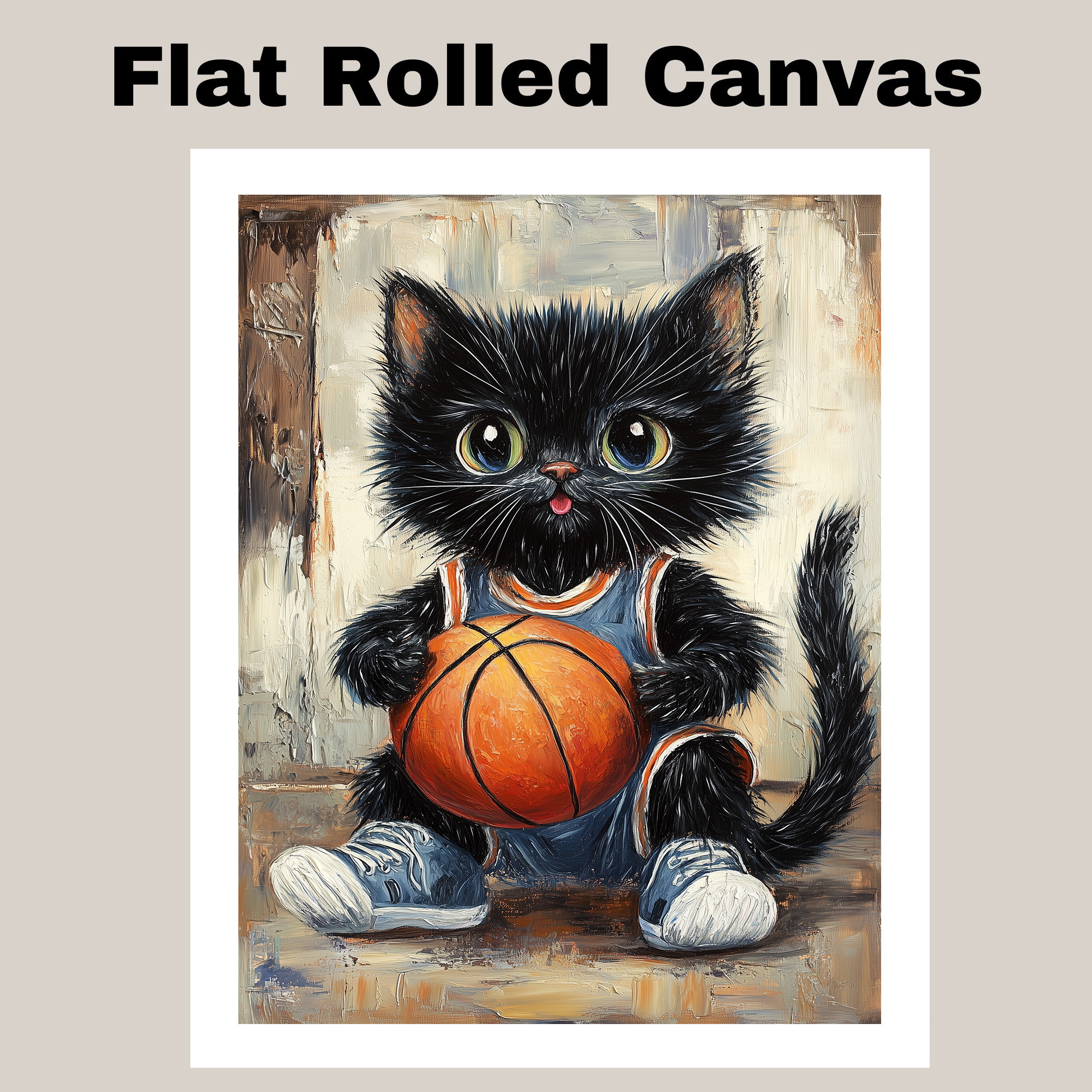 Black Cat Basketball Wall Art Sports Canvas Print Kids Game Room D�cor Gifts
