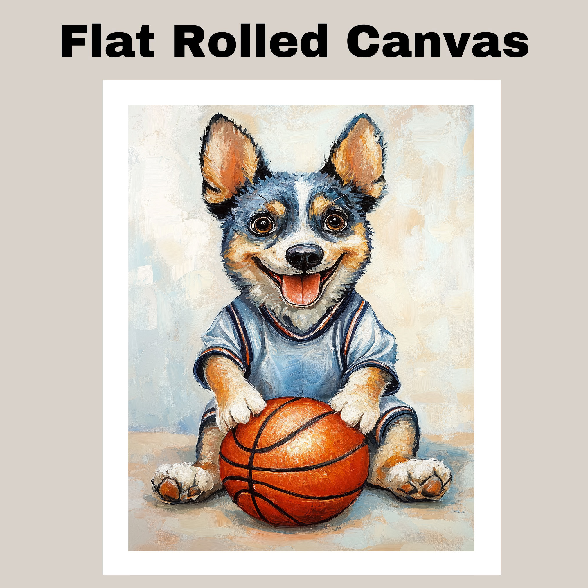 Blue Heeler Basketball Wall Art Sports Dog Canvas Print Gym Office Decor