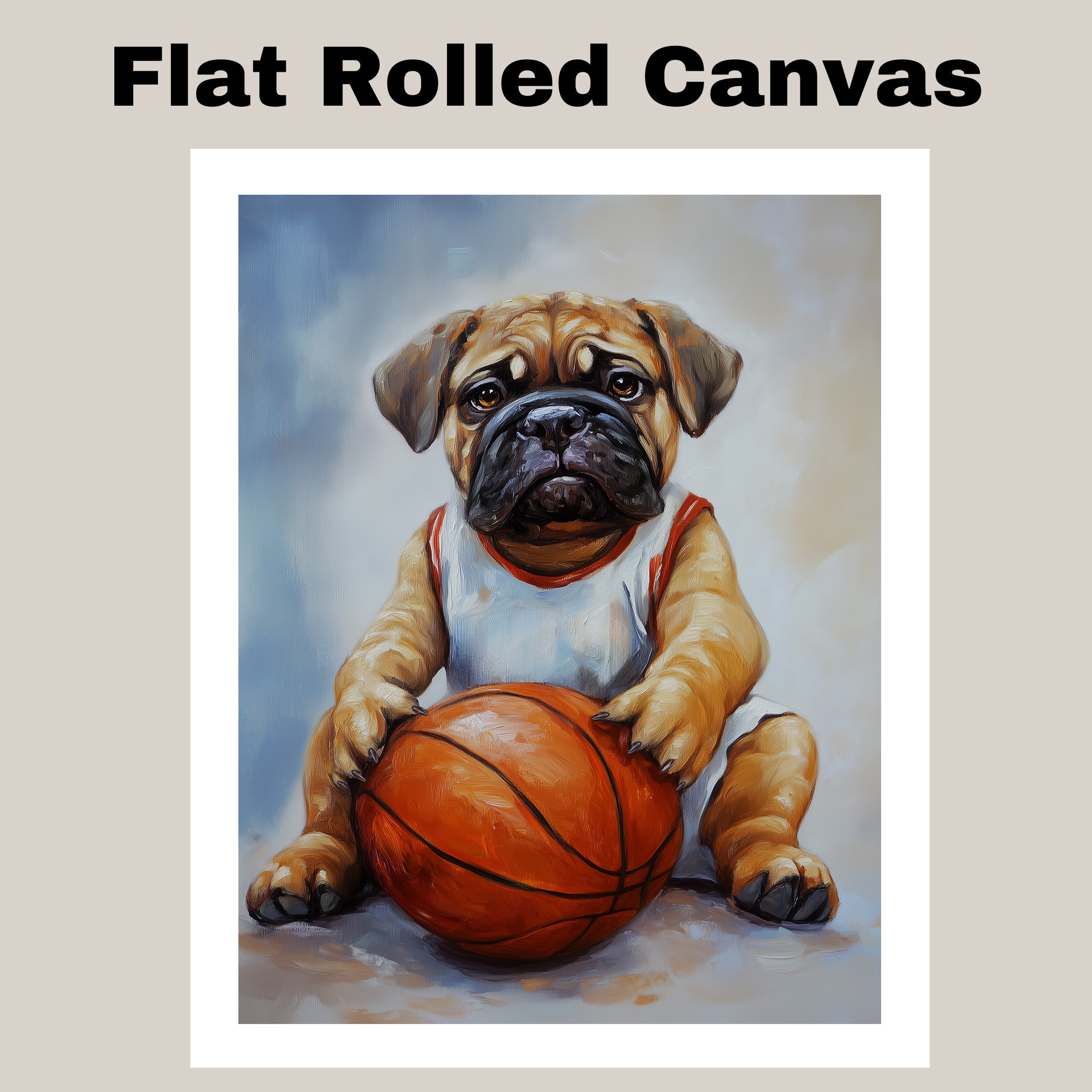 Bullmastiff Basketball Wall Art Sports Decor Canvas Framed Game Room Gym Gift