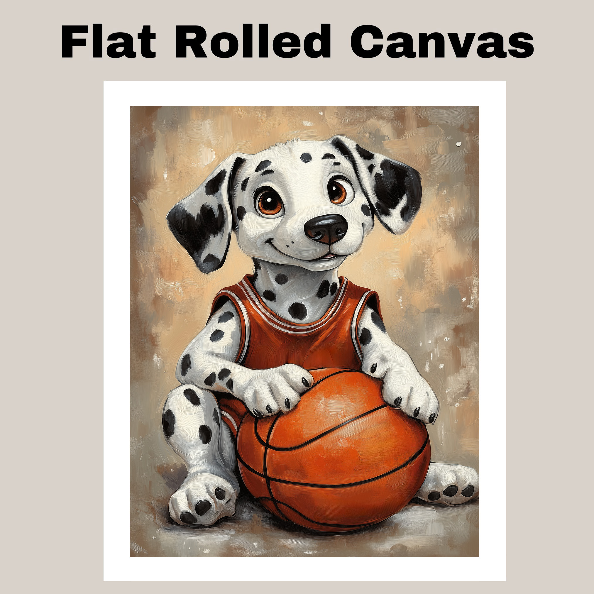 Dalmatian Basketball Wall Art Sports Decor Canvas Framed Boys Bedroom Gift