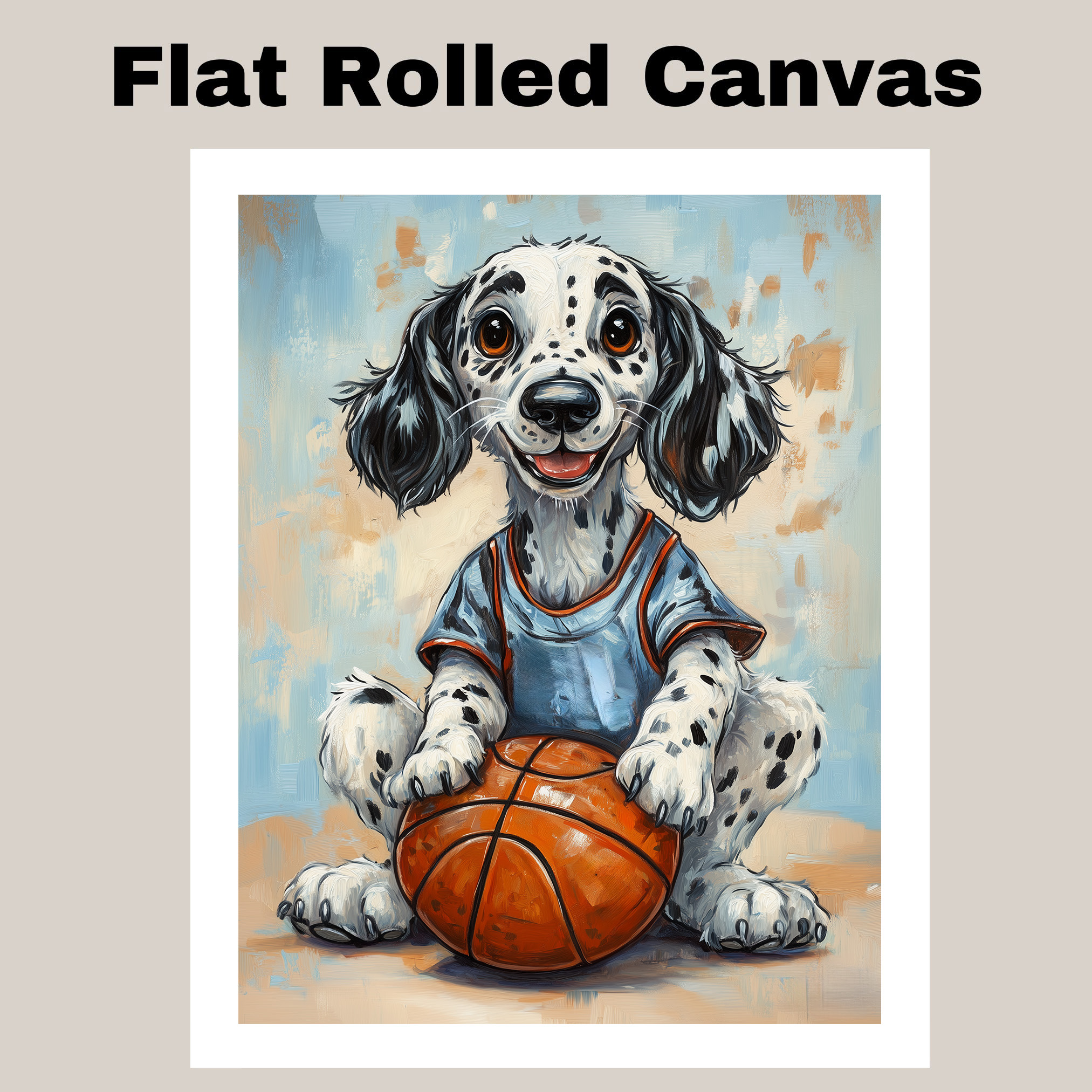 English Setter Basketball Wall Art Sports Decor Canvas Framed Boys Bedroom Gift