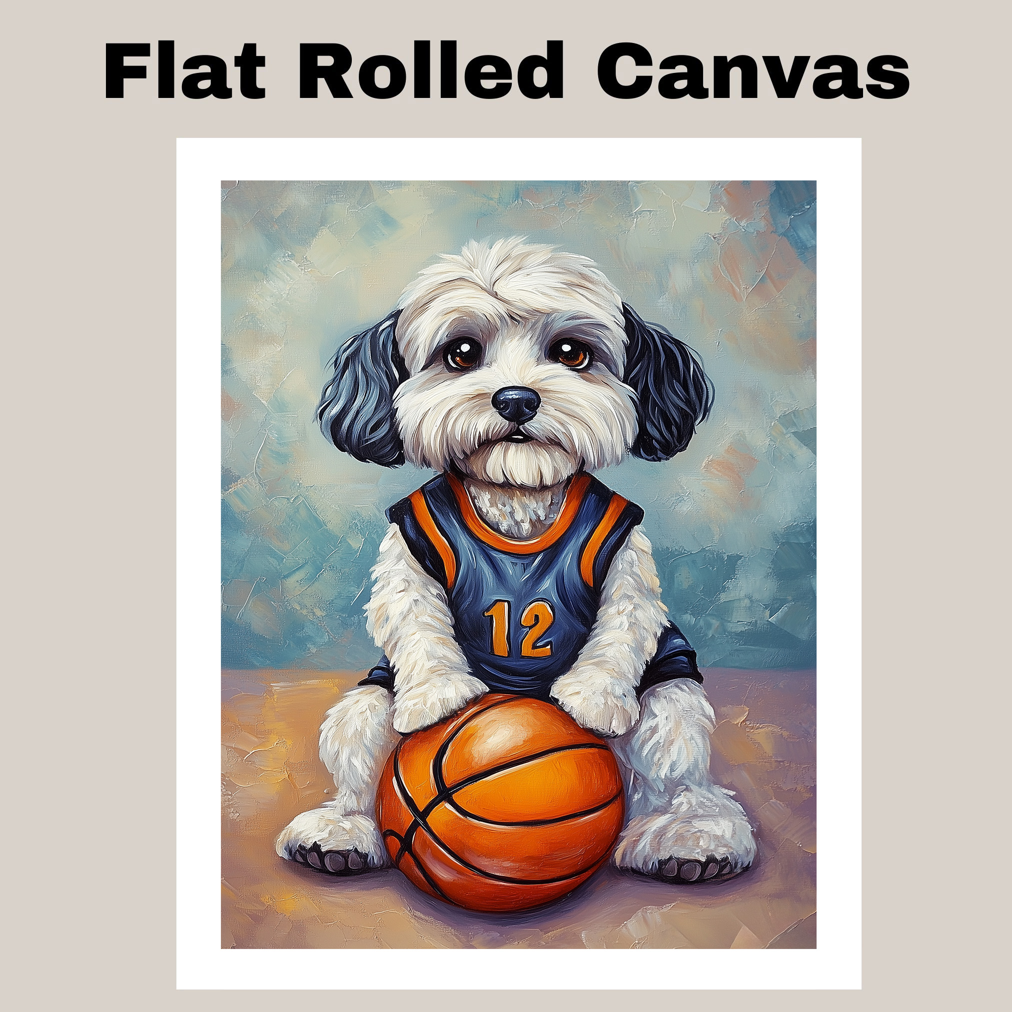 Havanese Puppy Basketball Wall Art Sports Decor Thick Canvas Kids Playroom Gift