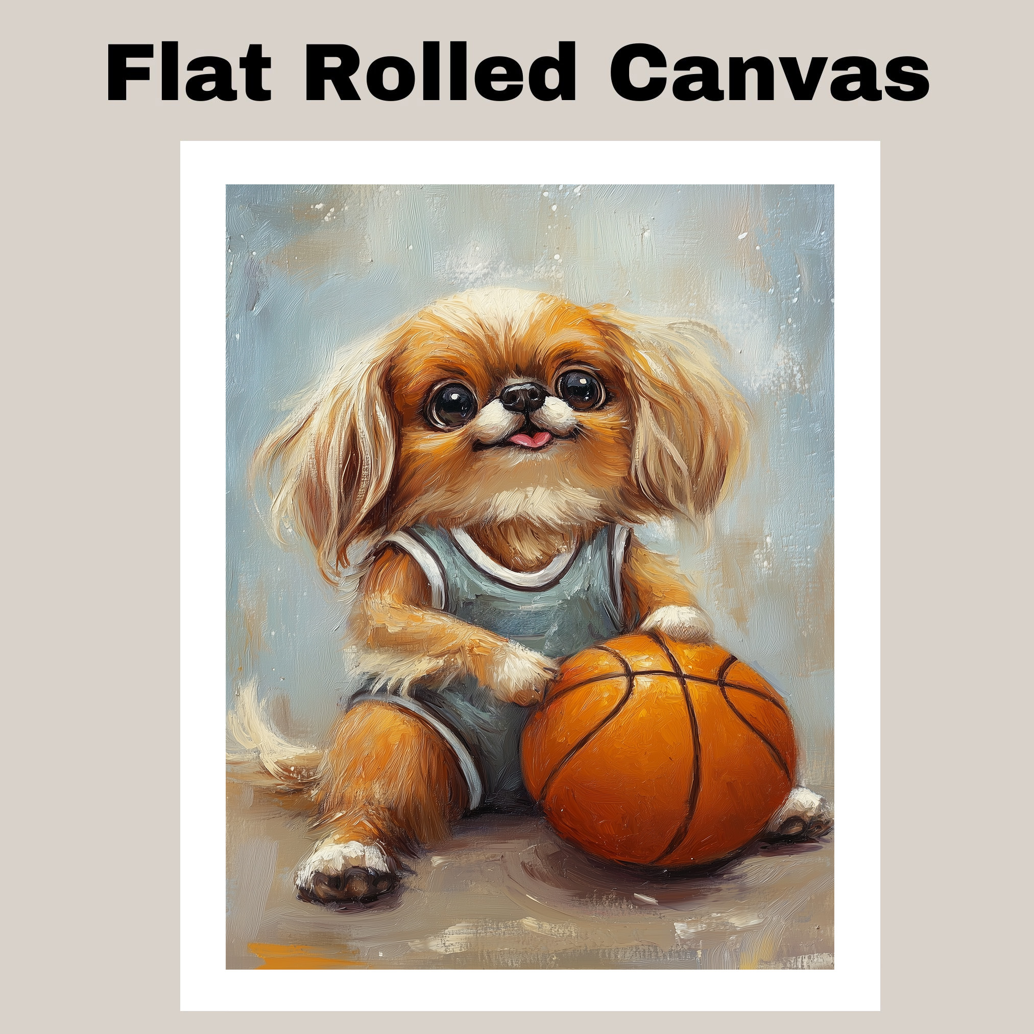 Pekingese Basketball Wall Art Thick Canvas Sports Decor Mens Game Room Dog Gift