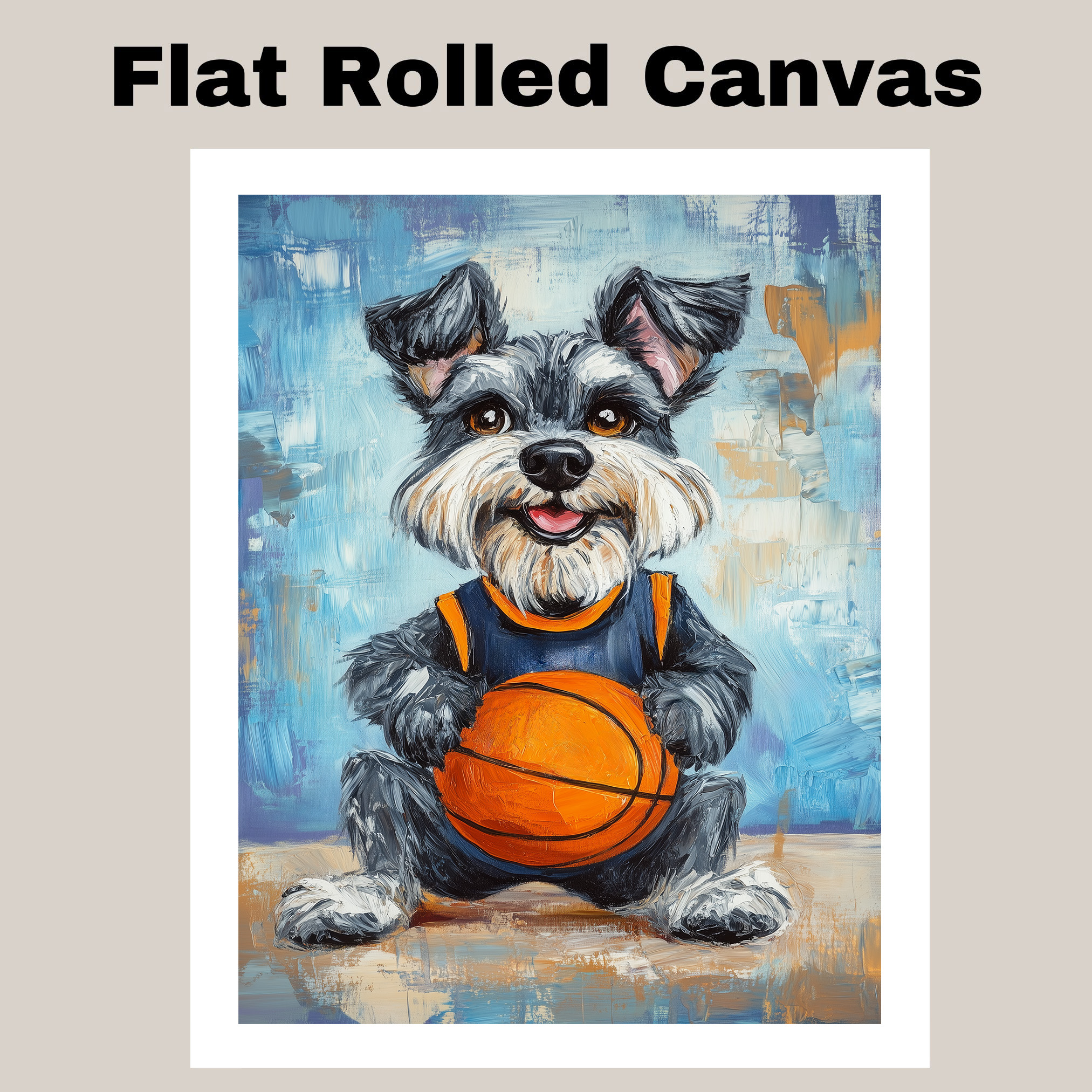 Schnauzer Basketball Wall Art Canvas Sports Decor Boys Bedroom Entryway Gift