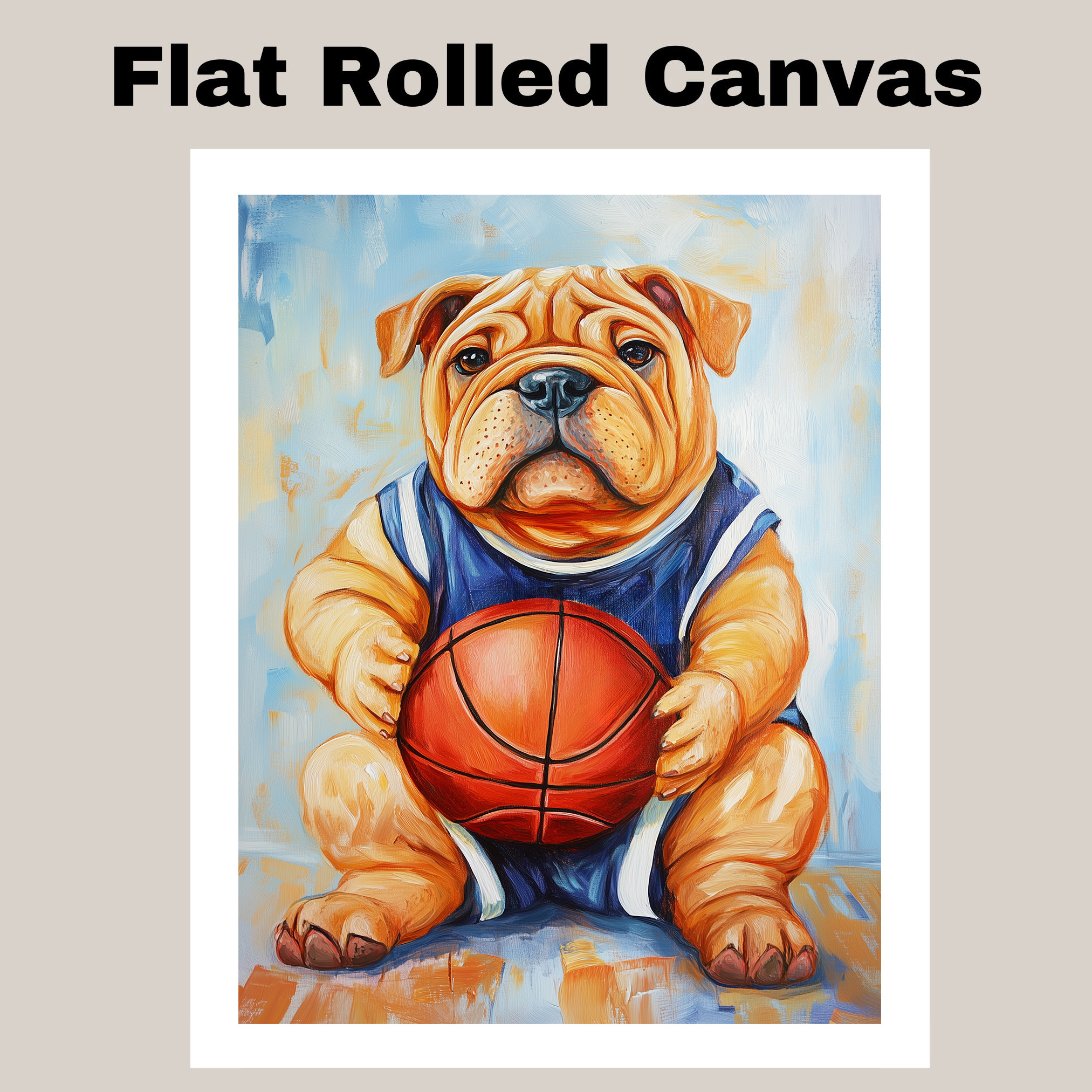Shar Pei Dog Basketball Wall Art Thick Canvas Sports Decor Boys Game Room Gift
