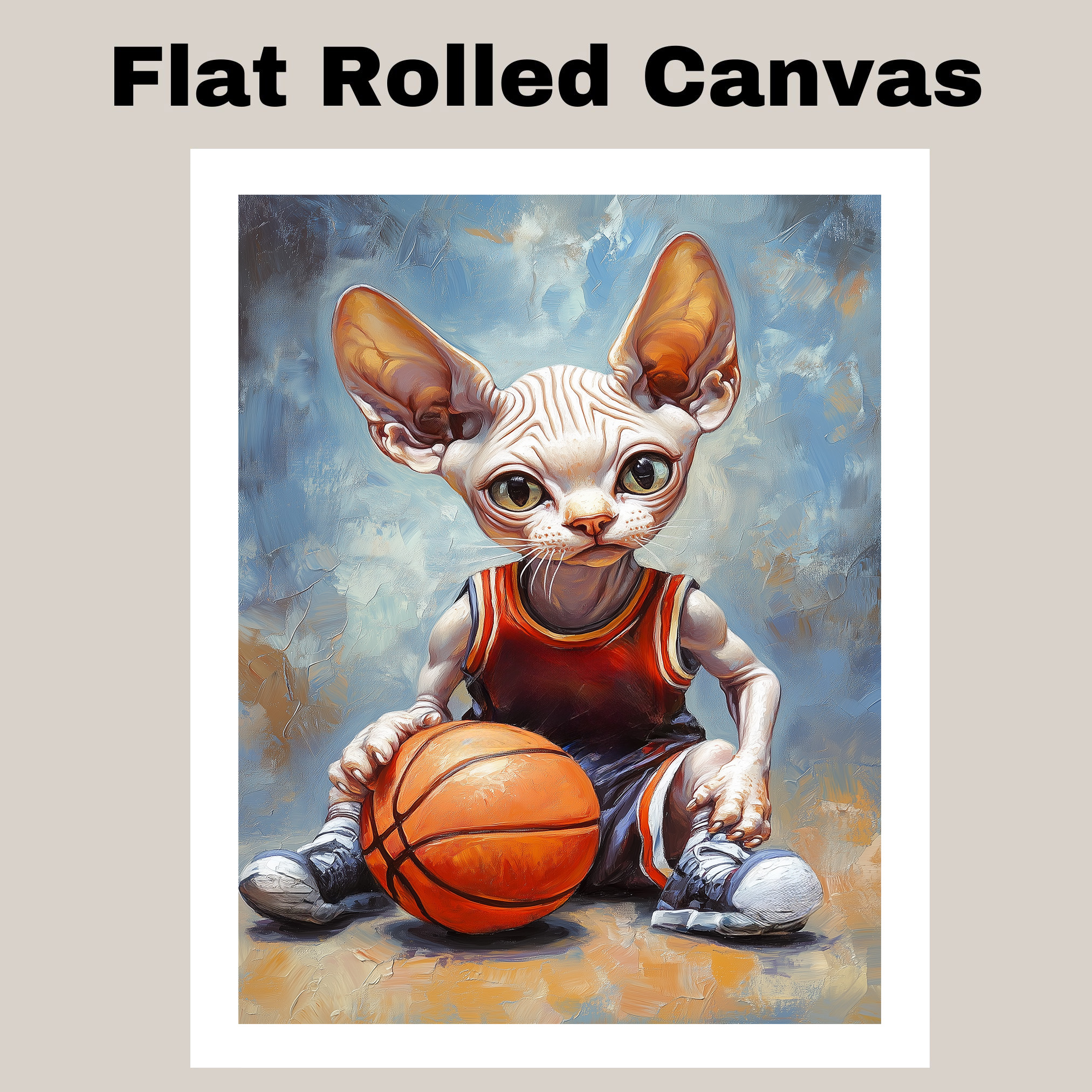 Sphynx Cat Basketball Wall Art Thick Canvas Sports Decor Bedroom Game Room Gift