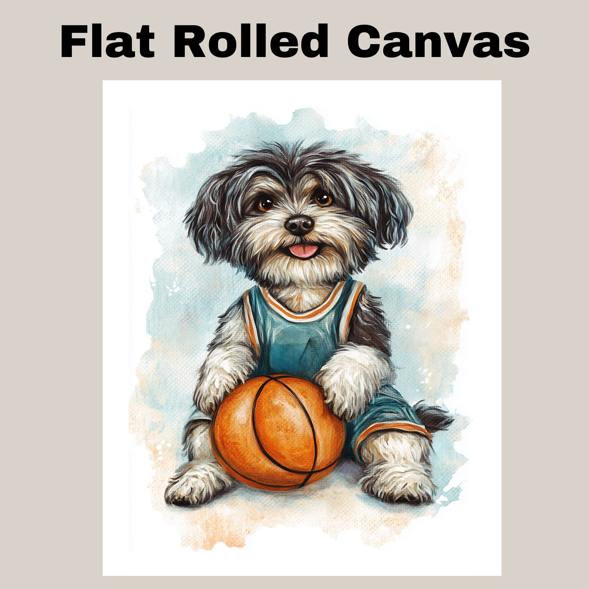 Tibetan Terrier Basketball Wall Art Thick Canvas Sports Decor Boys Playroom Gift